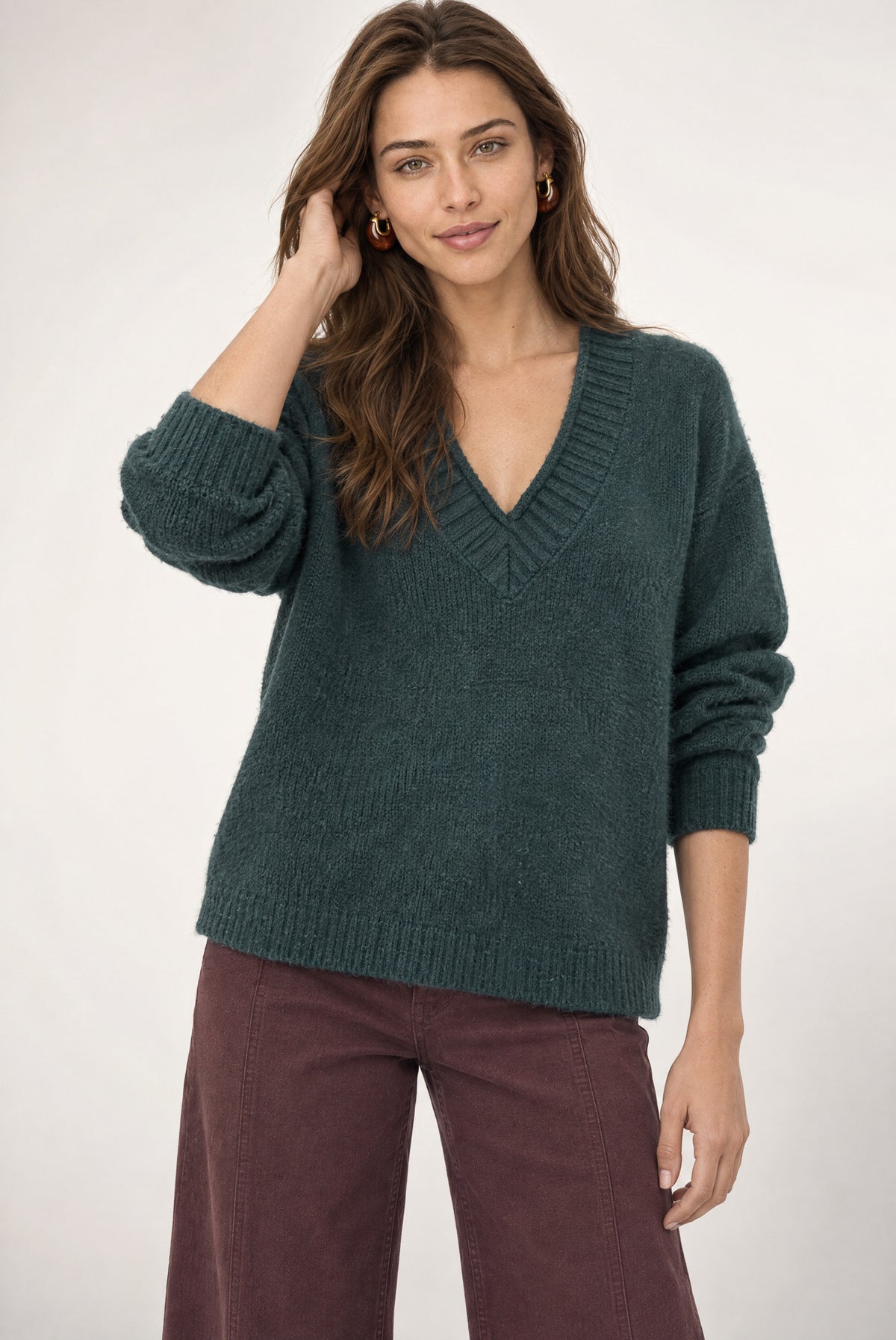 Vanessa V Neck Sweater In Green