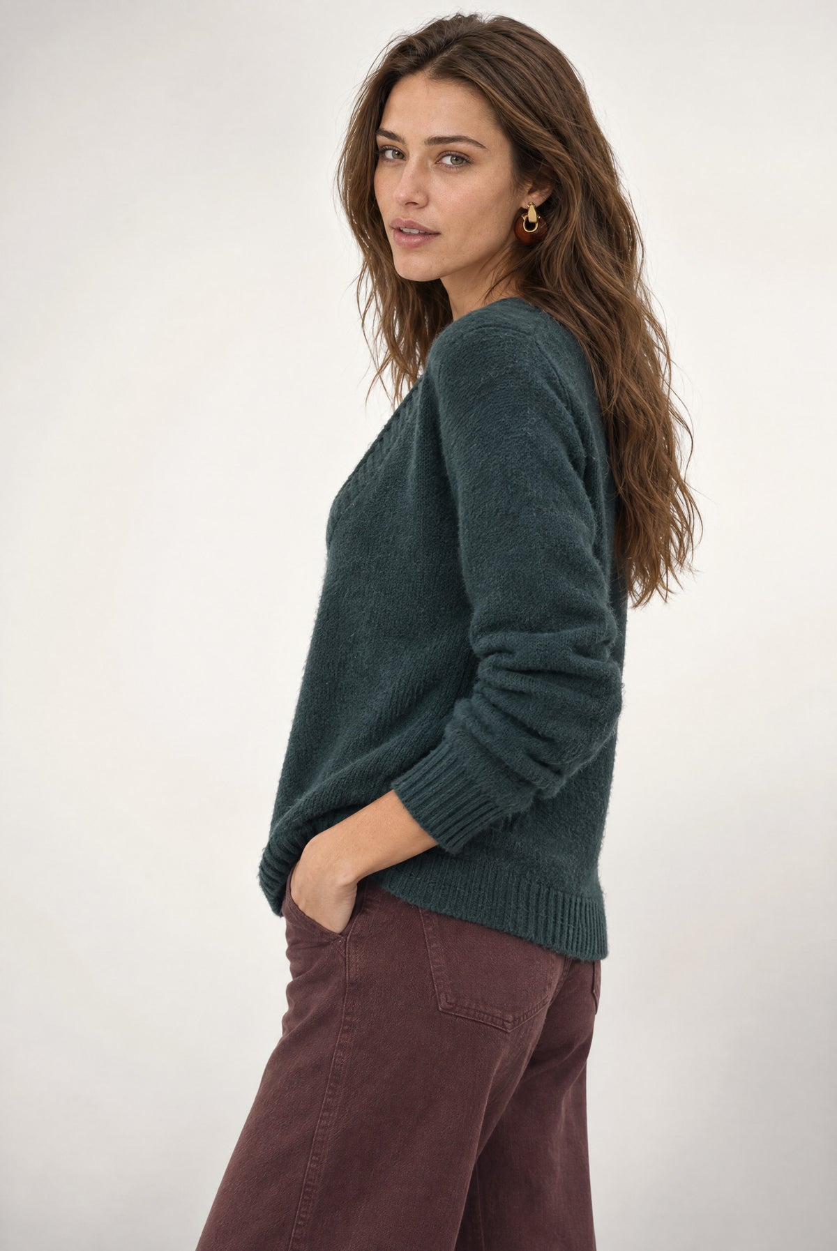 Vanessa V Neck Sweater In Green