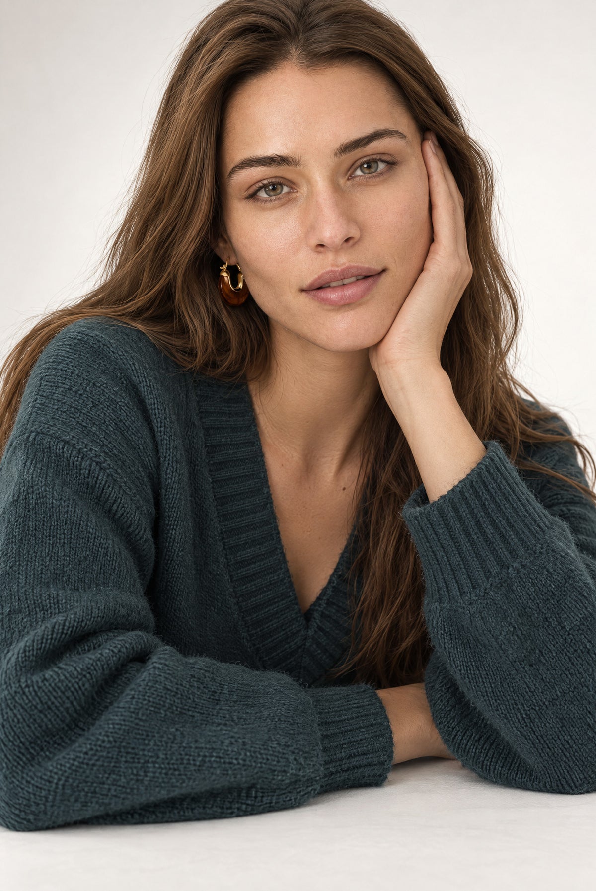 Vanessa V Neck Sweater In Green