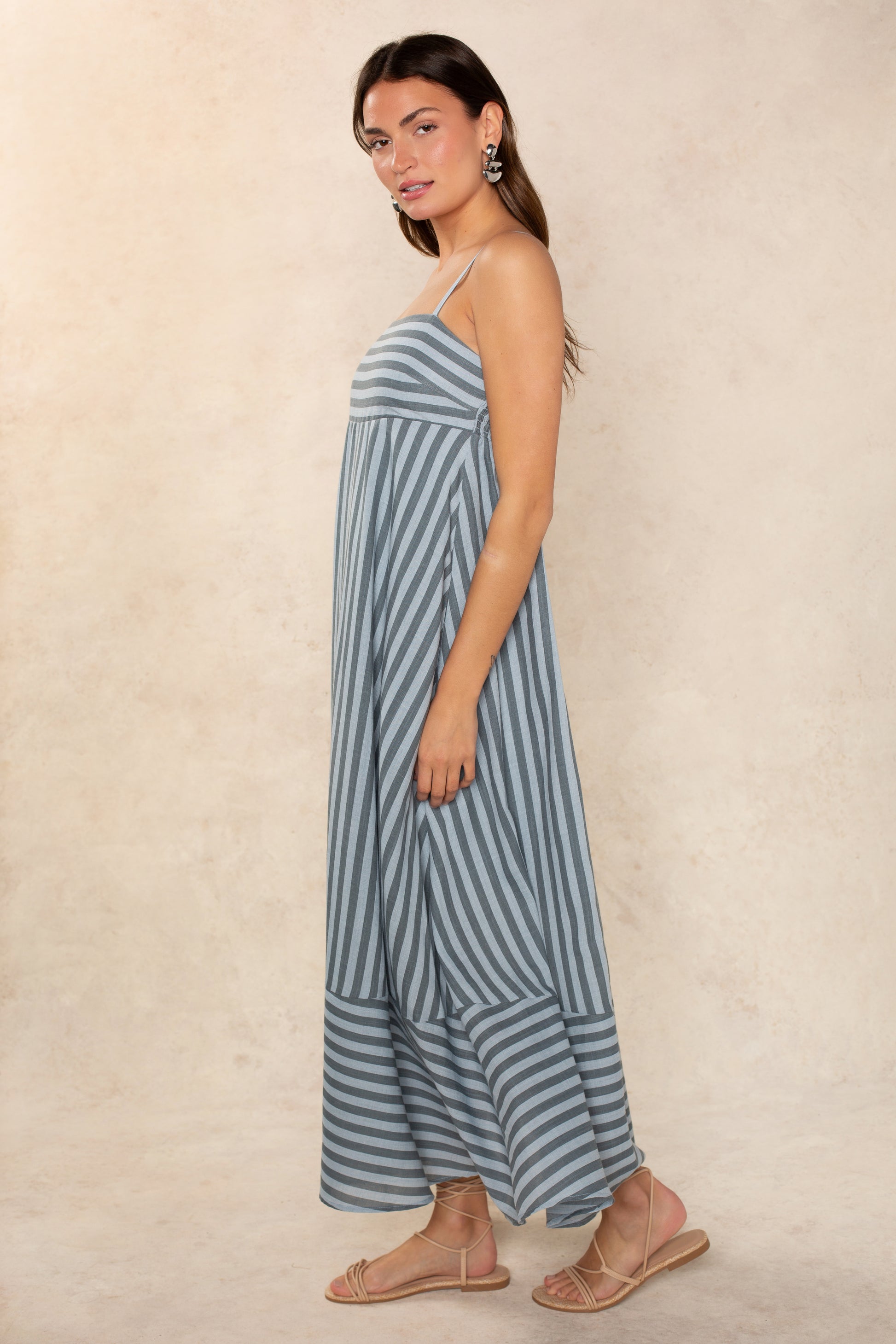 Anya Babydoll Maxi Dress Blue Multi / L