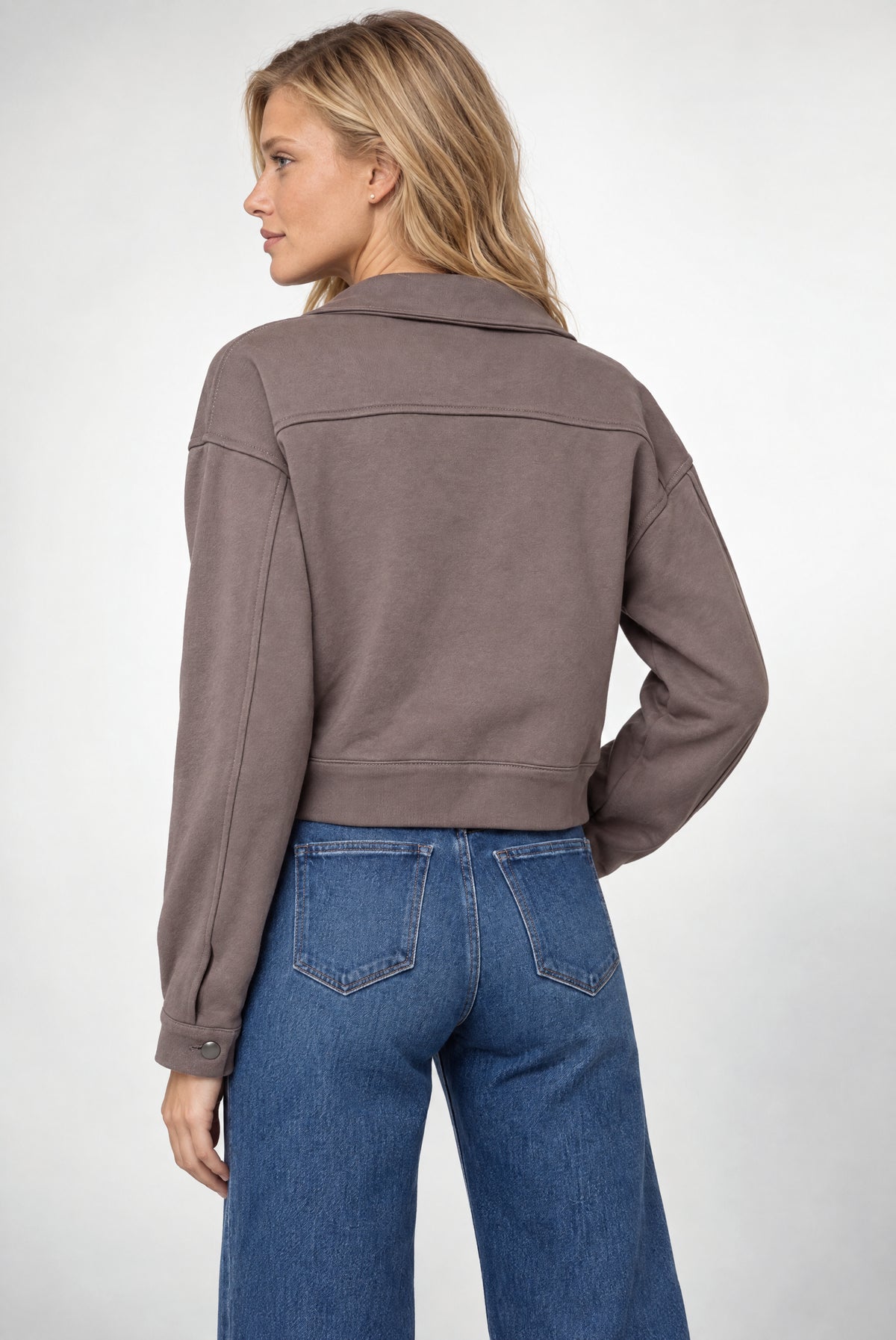 Ali Zip Up Knit Jacket In Brown