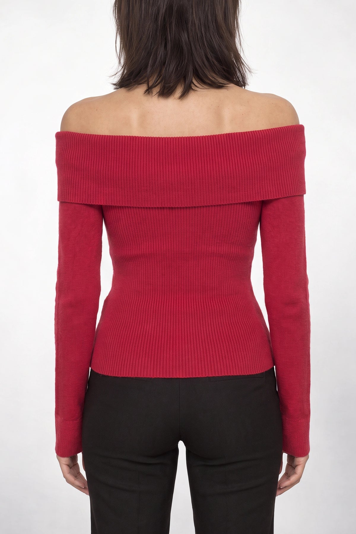 Lyla Off Shoulder Long Sleeve Knit Top In Red