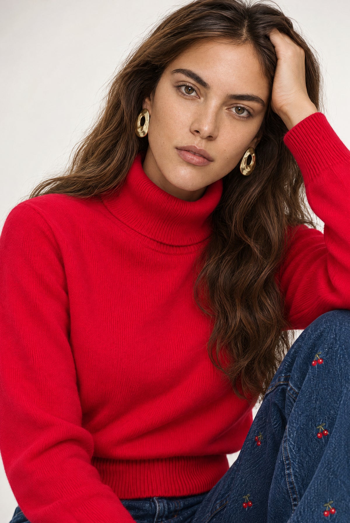 Winnie Turtleneck Sweater In True Red