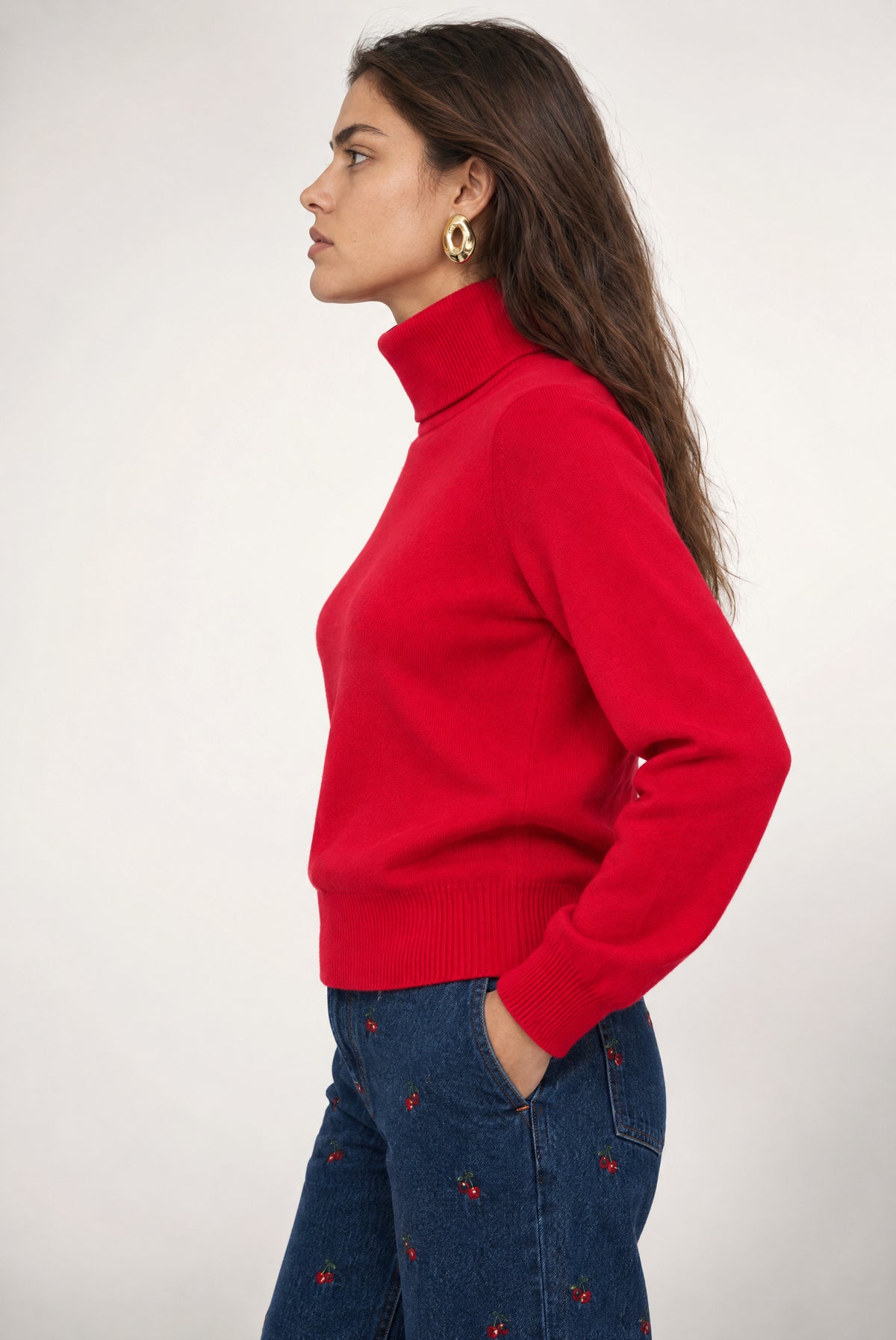 Winnie Turtleneck Sweater In True Red