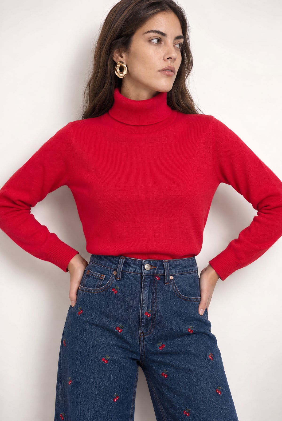 Winnie Turtleneck Sweater In True Red