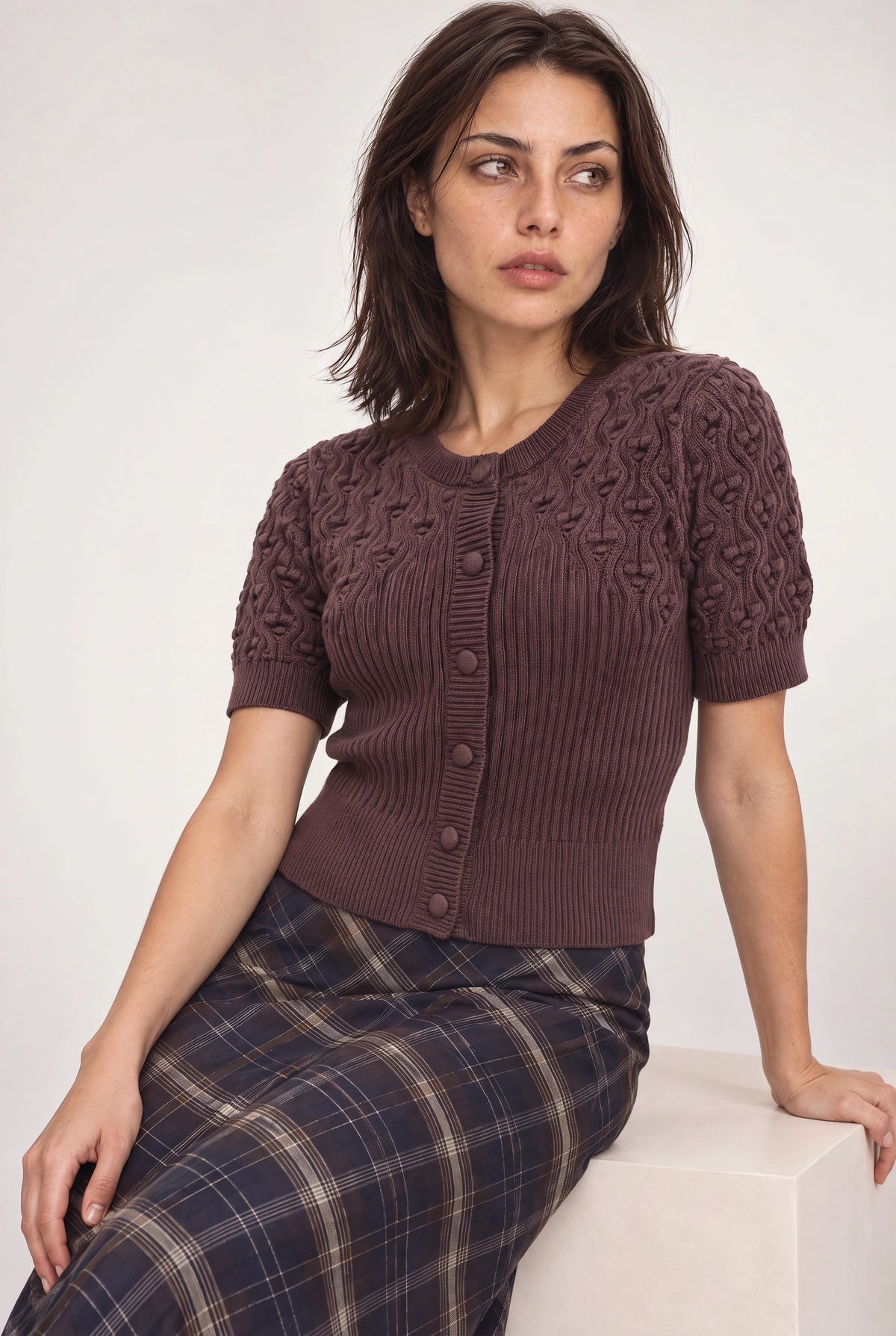 Cici Bobble Knit Short Sleeve