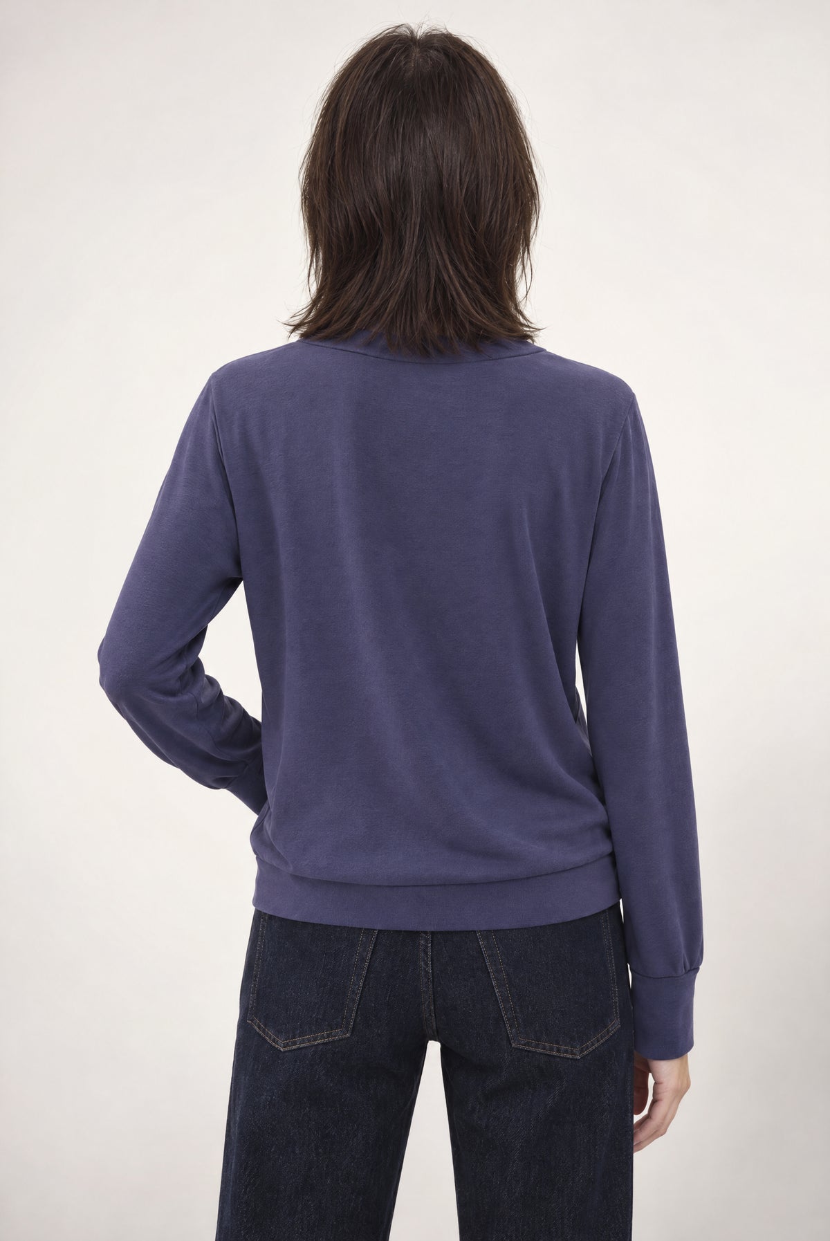 Gina Wrap Cupro Long Sleeve In Navy