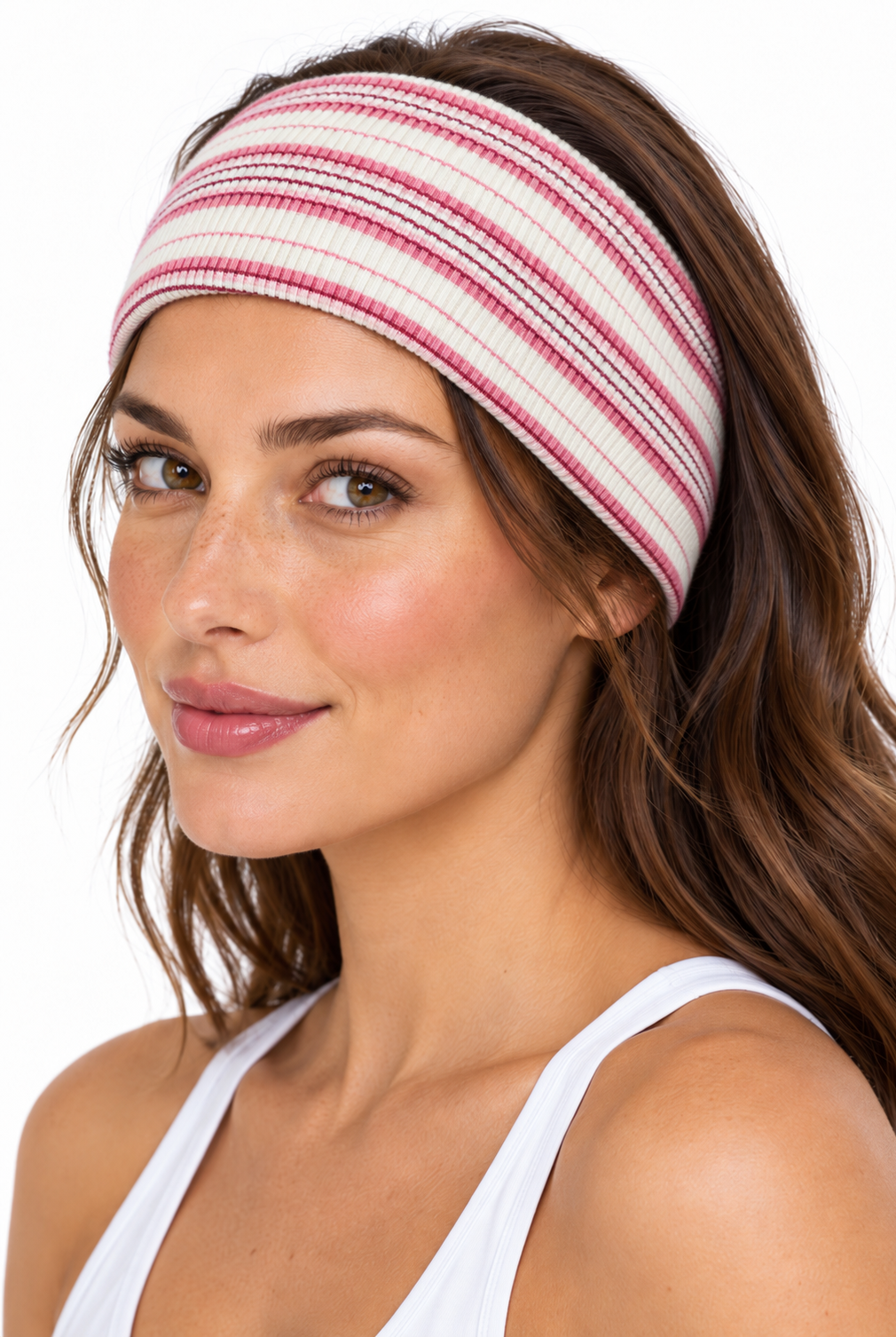 Striped Knit Headband In Pink Stripe