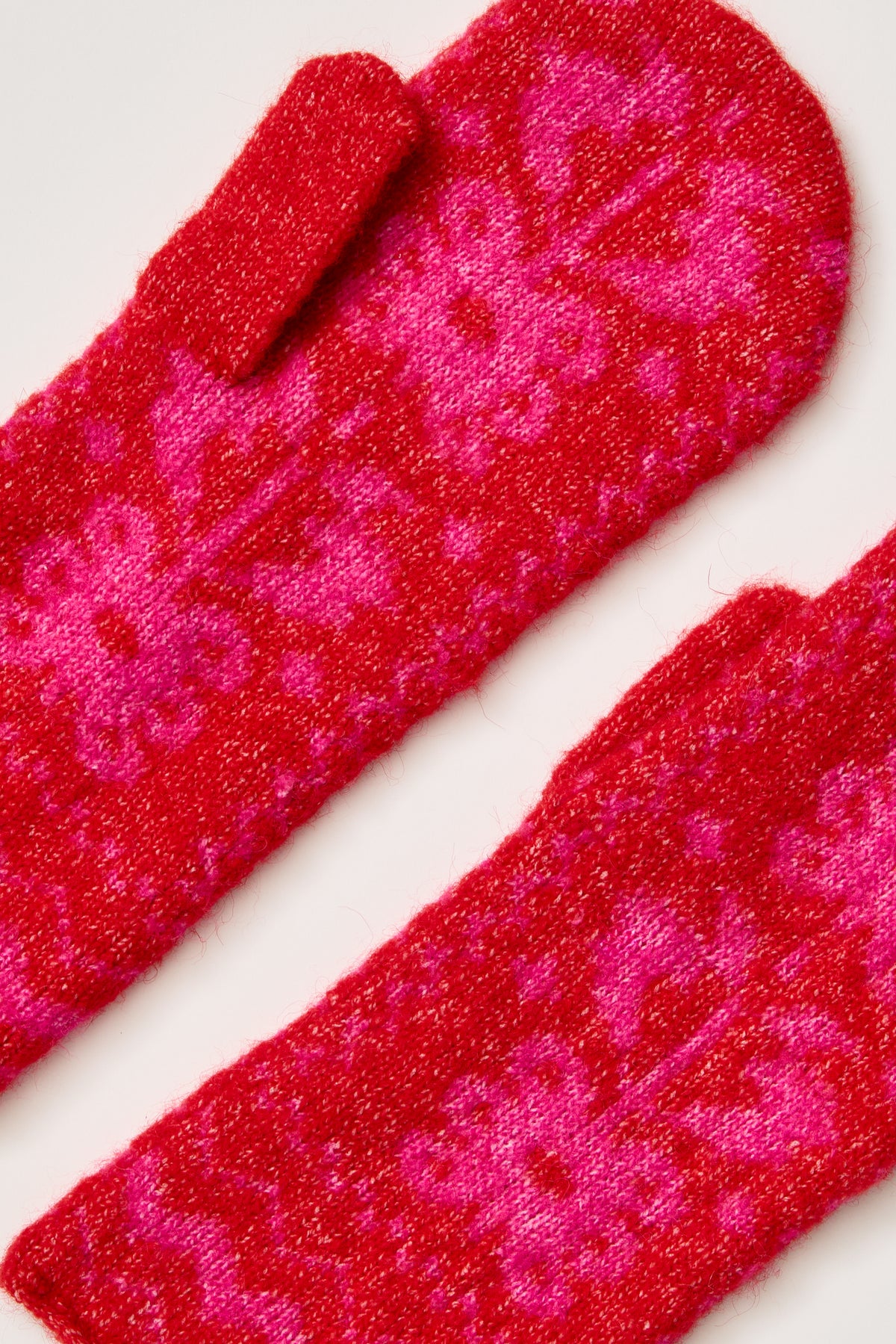 Folk Mitten In Pink/Red