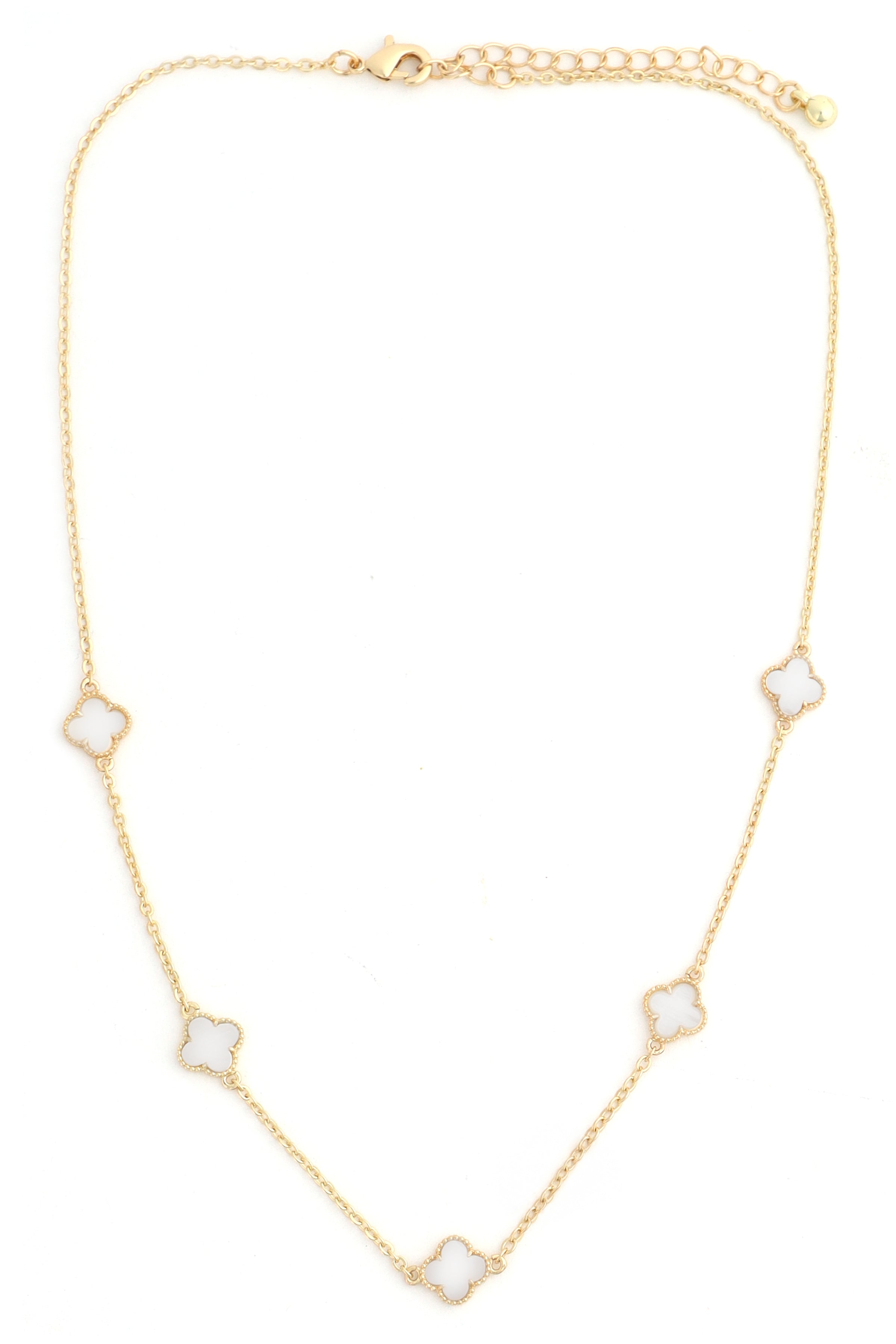 14 In Neck Clover Shell- White Gold