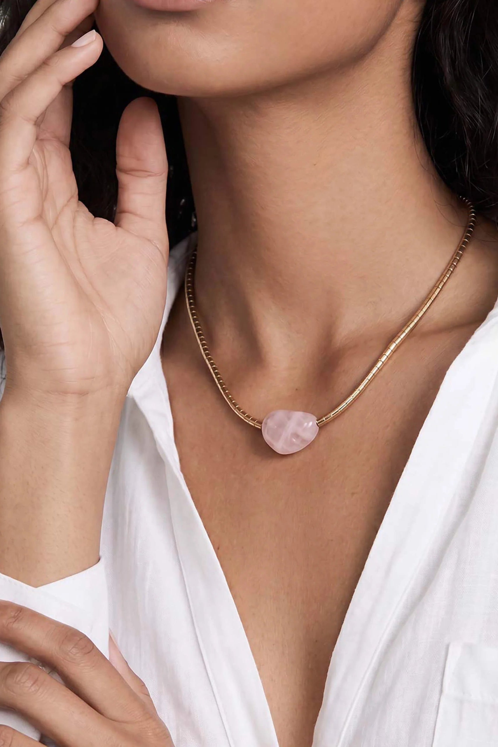 Beaded Rose Nugget Necklace
