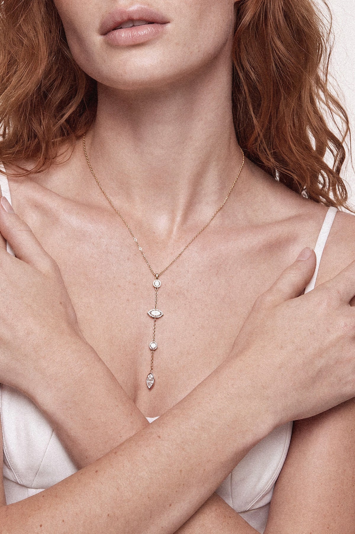 Crystal Cascade Lariat Necklace