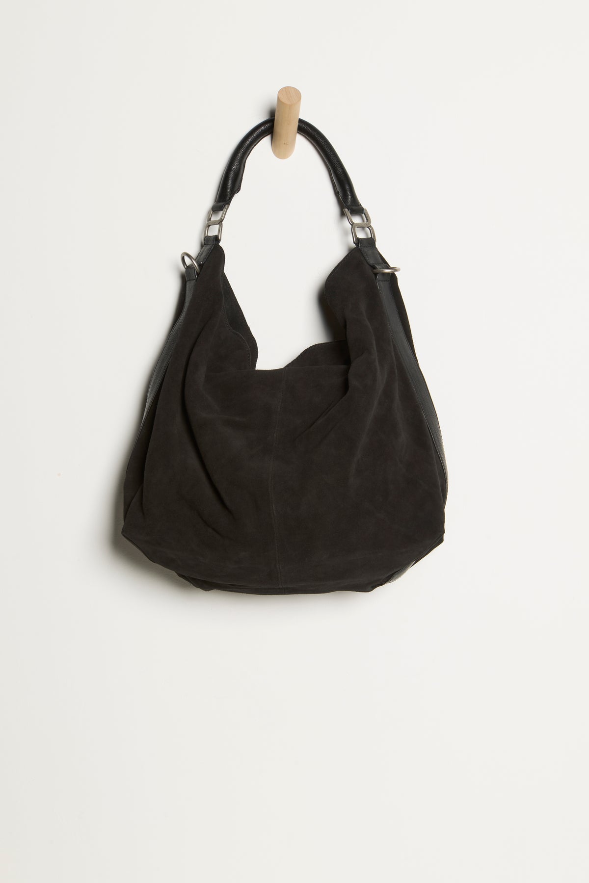 Suzie Suede Clouch Tote In Black
