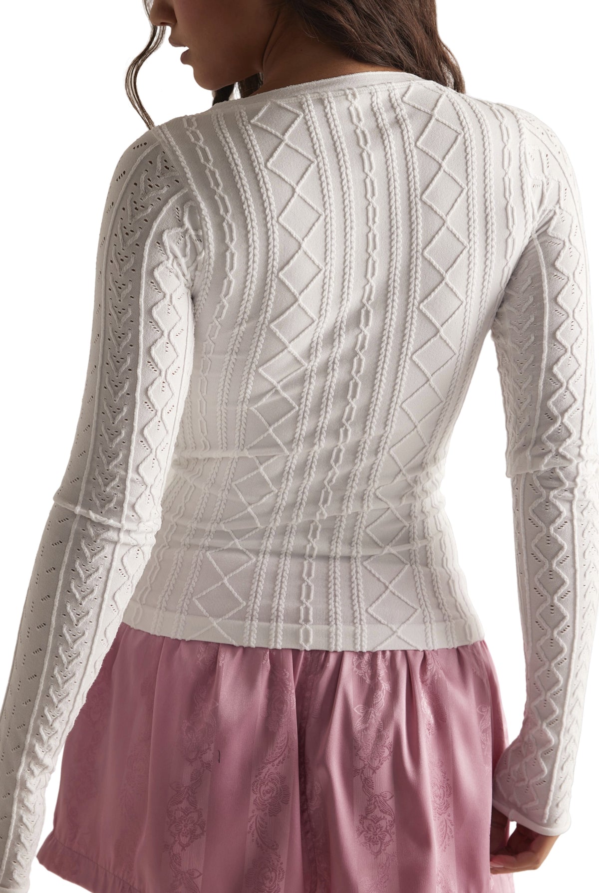 So Soft Seamless Modal Cable Long Sleeve In Clean Ivory
