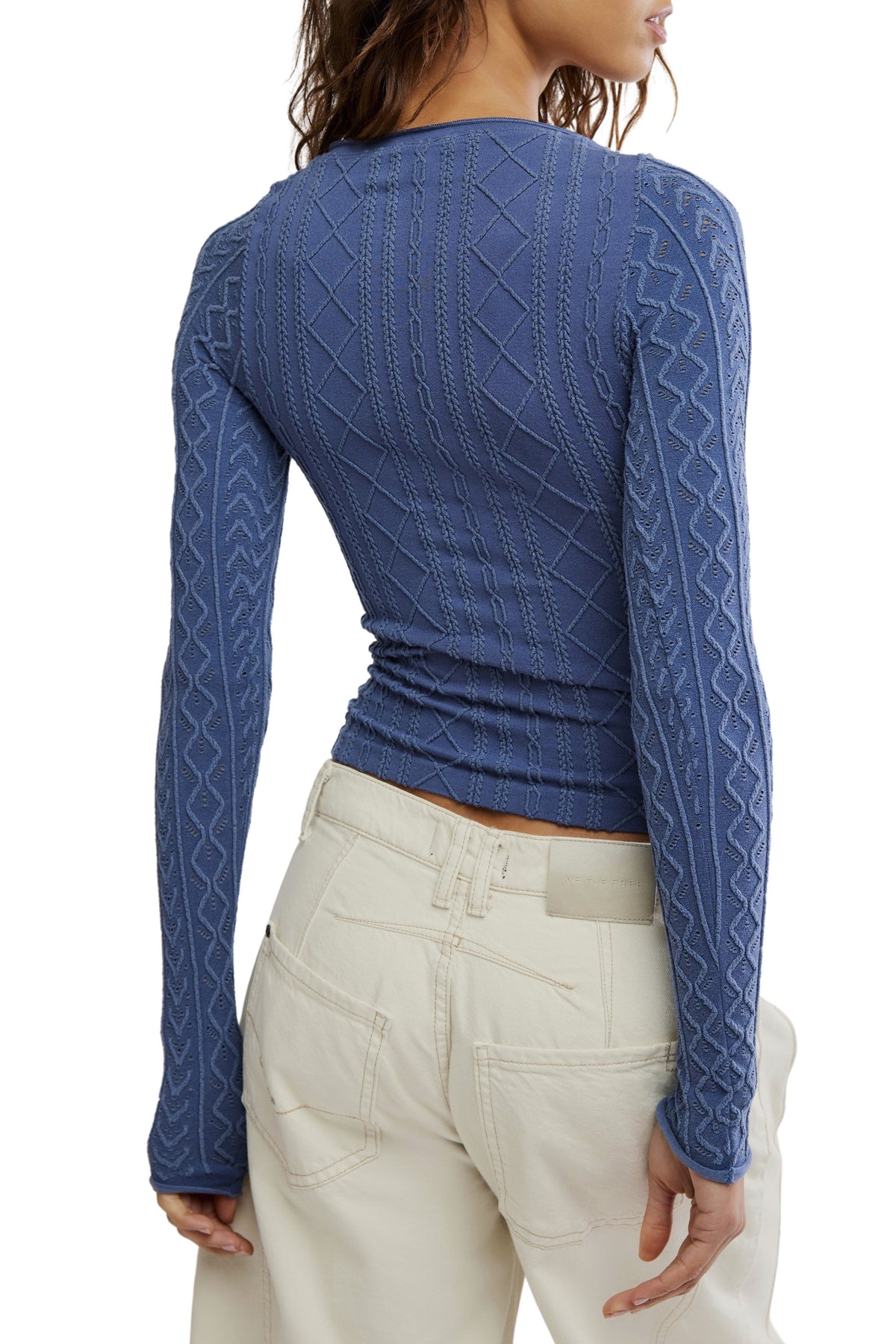 So Soft Seamless Modal Cable Long Sleeve In Vintage Indigo