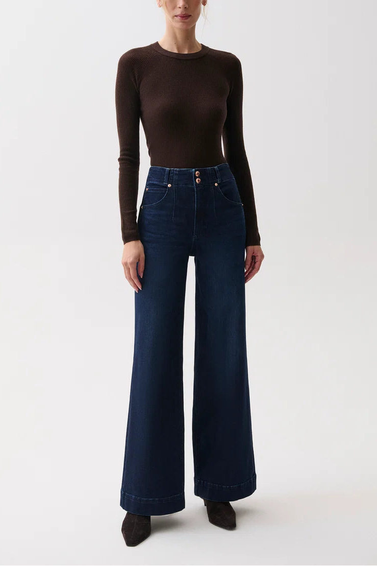 Lana Double Button High Rise Ultra Wide Leg Jean In Starstruck