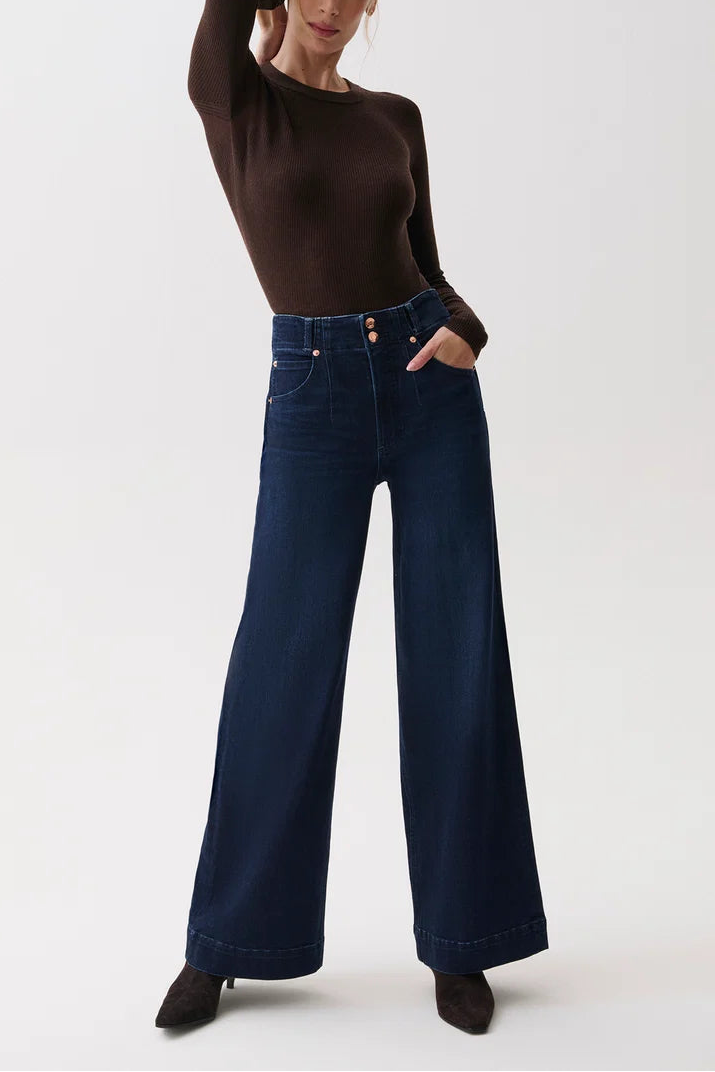 Lana Double Button High Rise Ultra Wide Leg Jean In Starstruck