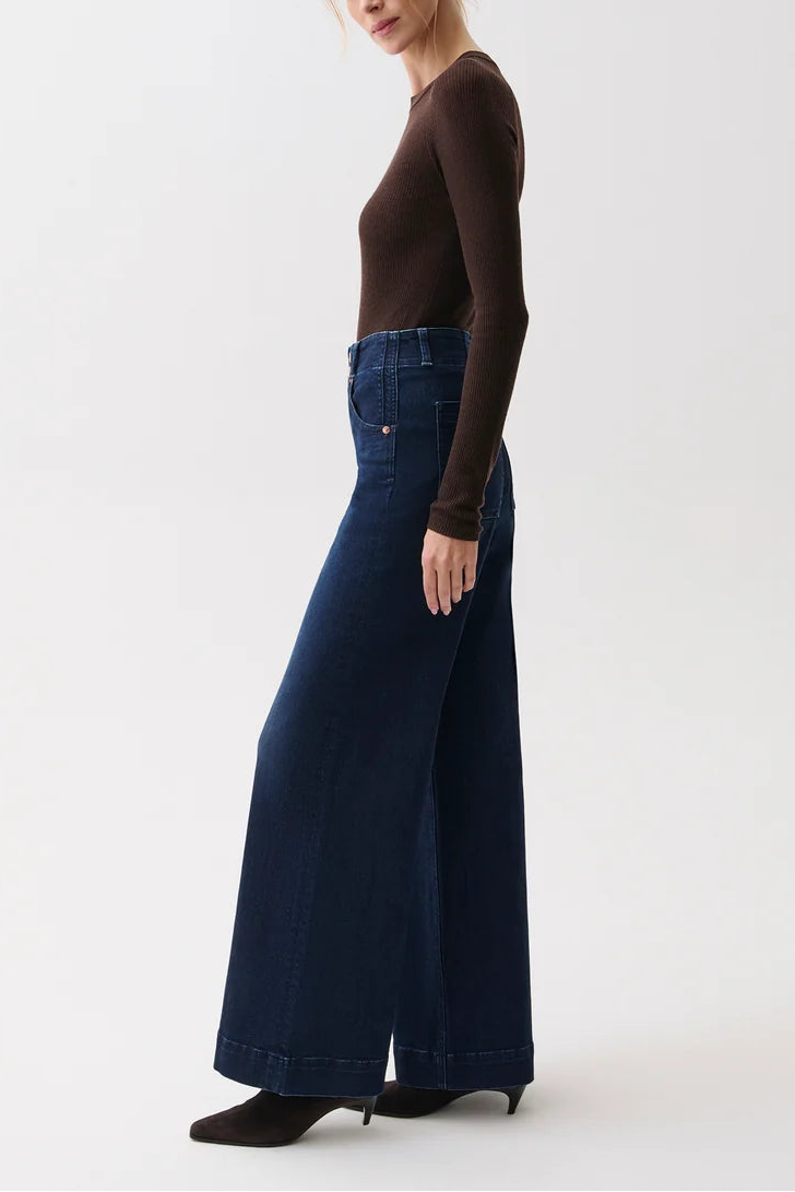 Lana Double Button High Rise Ultra Wide Leg Jean In Starstruck