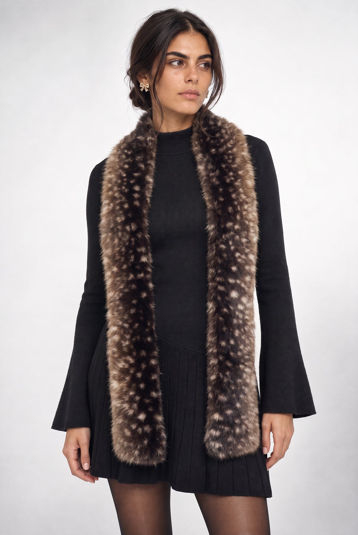Long Pile Skinny Scarf In Deer