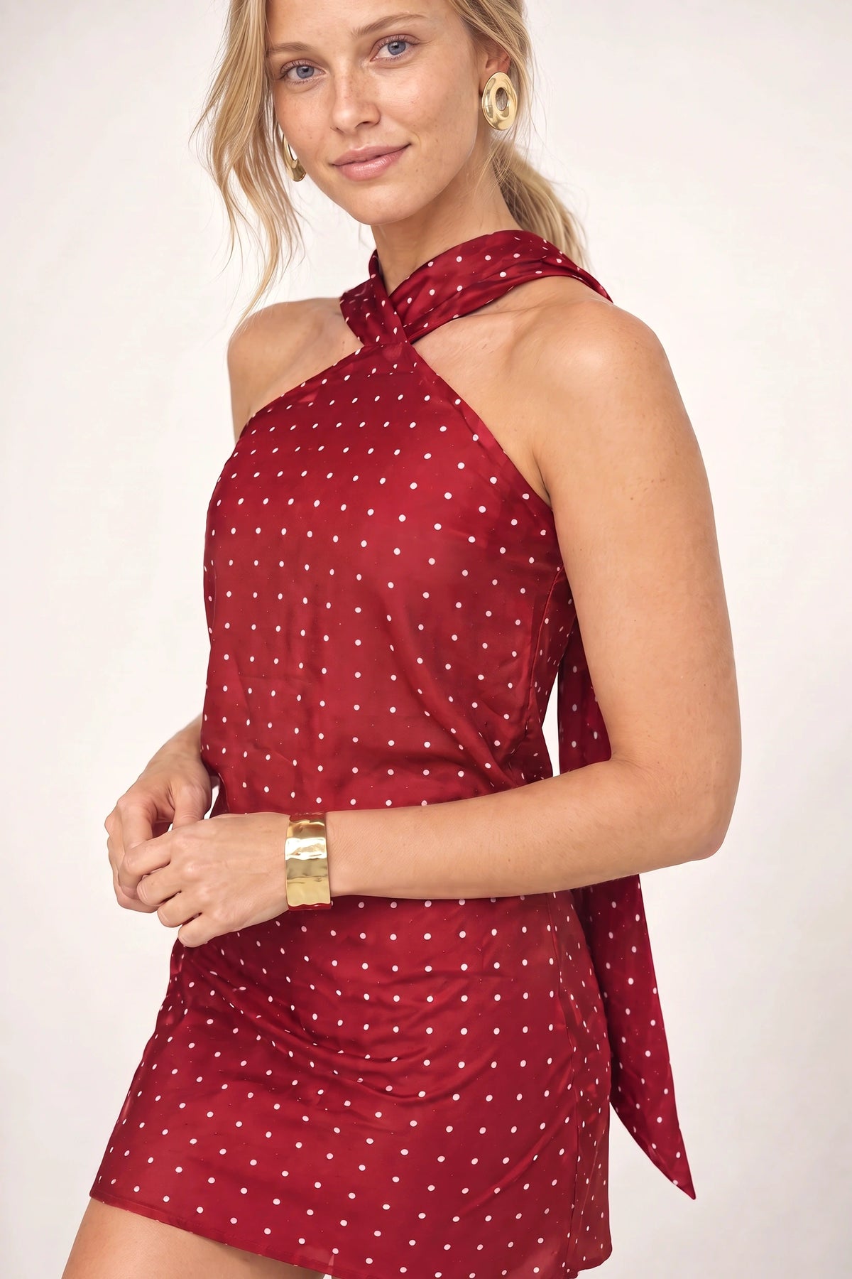 Lydia Scarf Halter Mini Dress