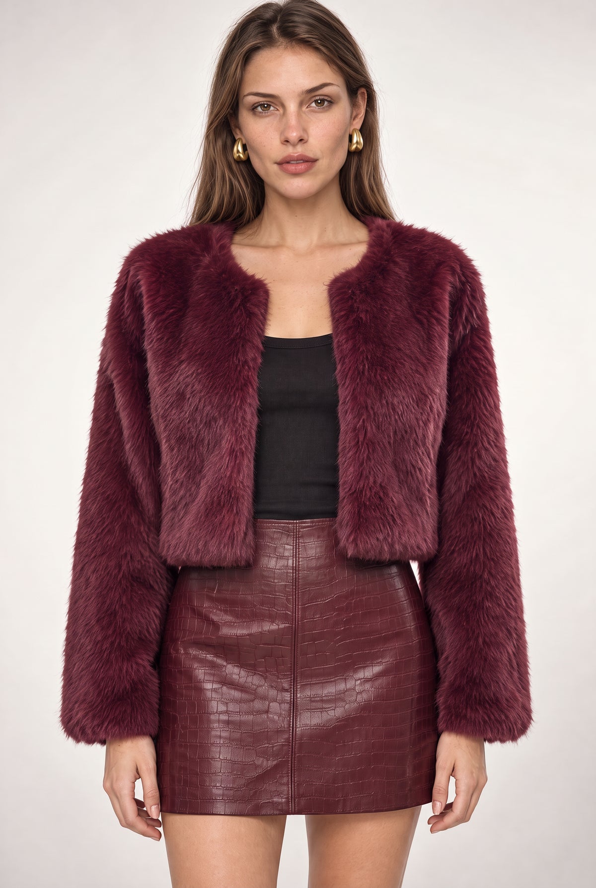 Sofia Collarless Fur Jacket