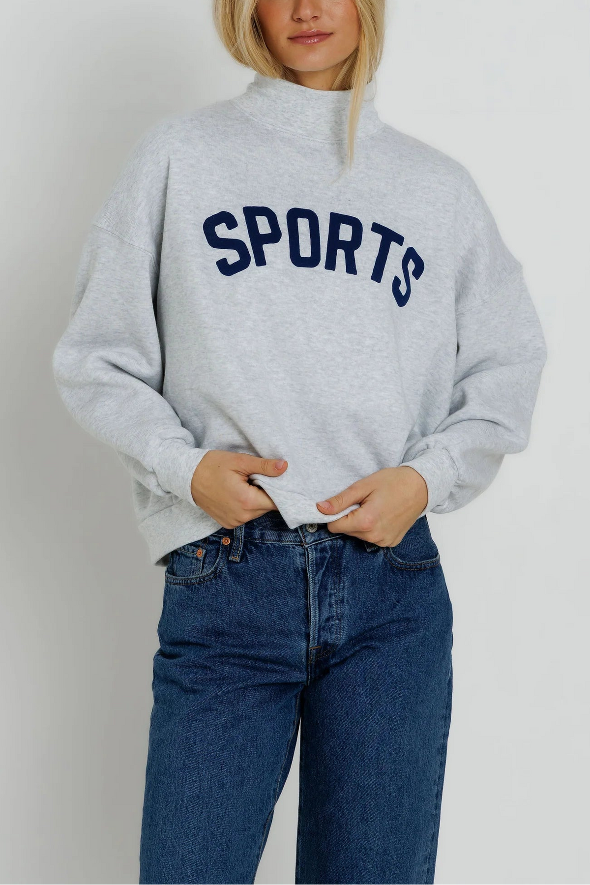 Navy Sports Mock Neck