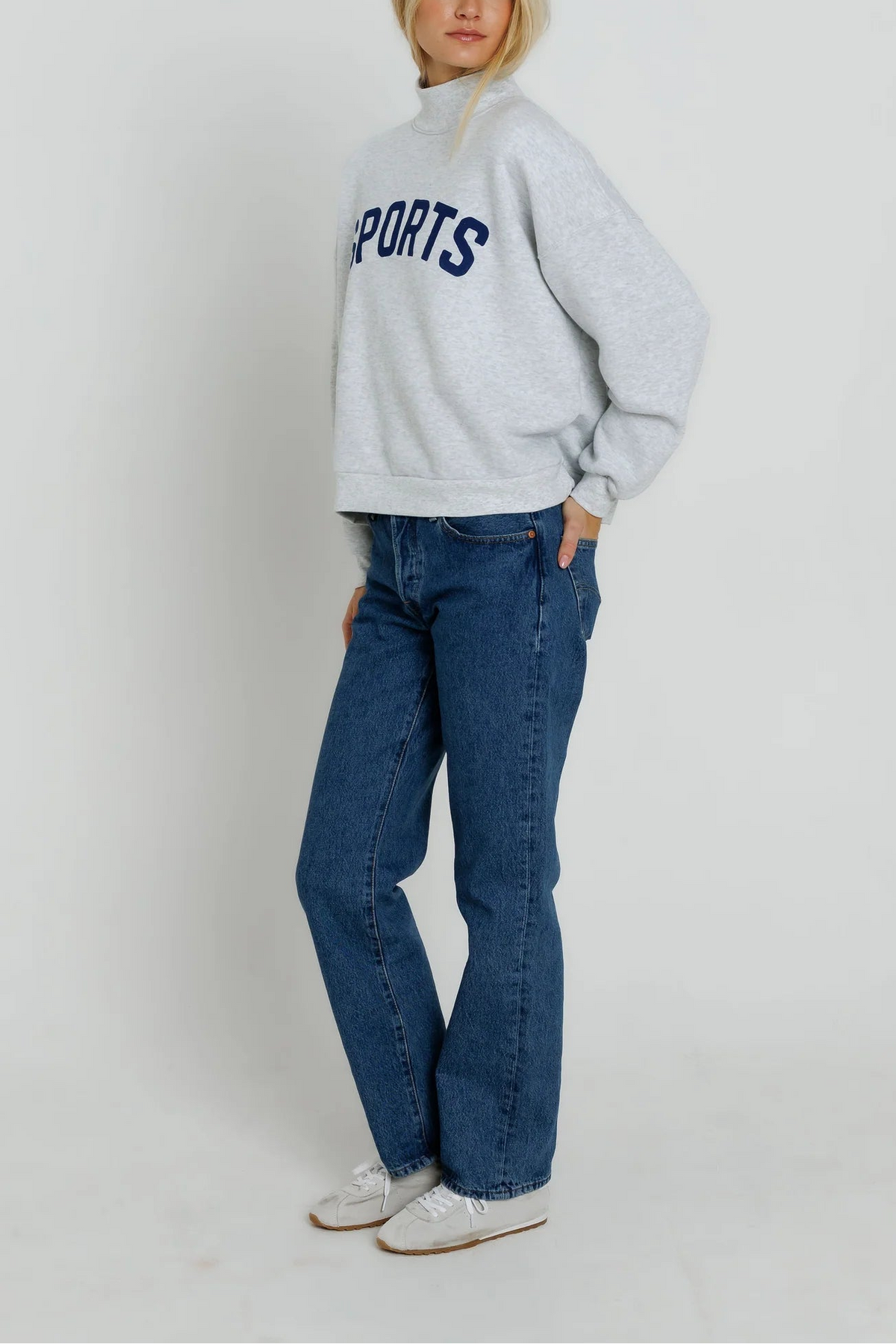 Navy Sports Mock Neck