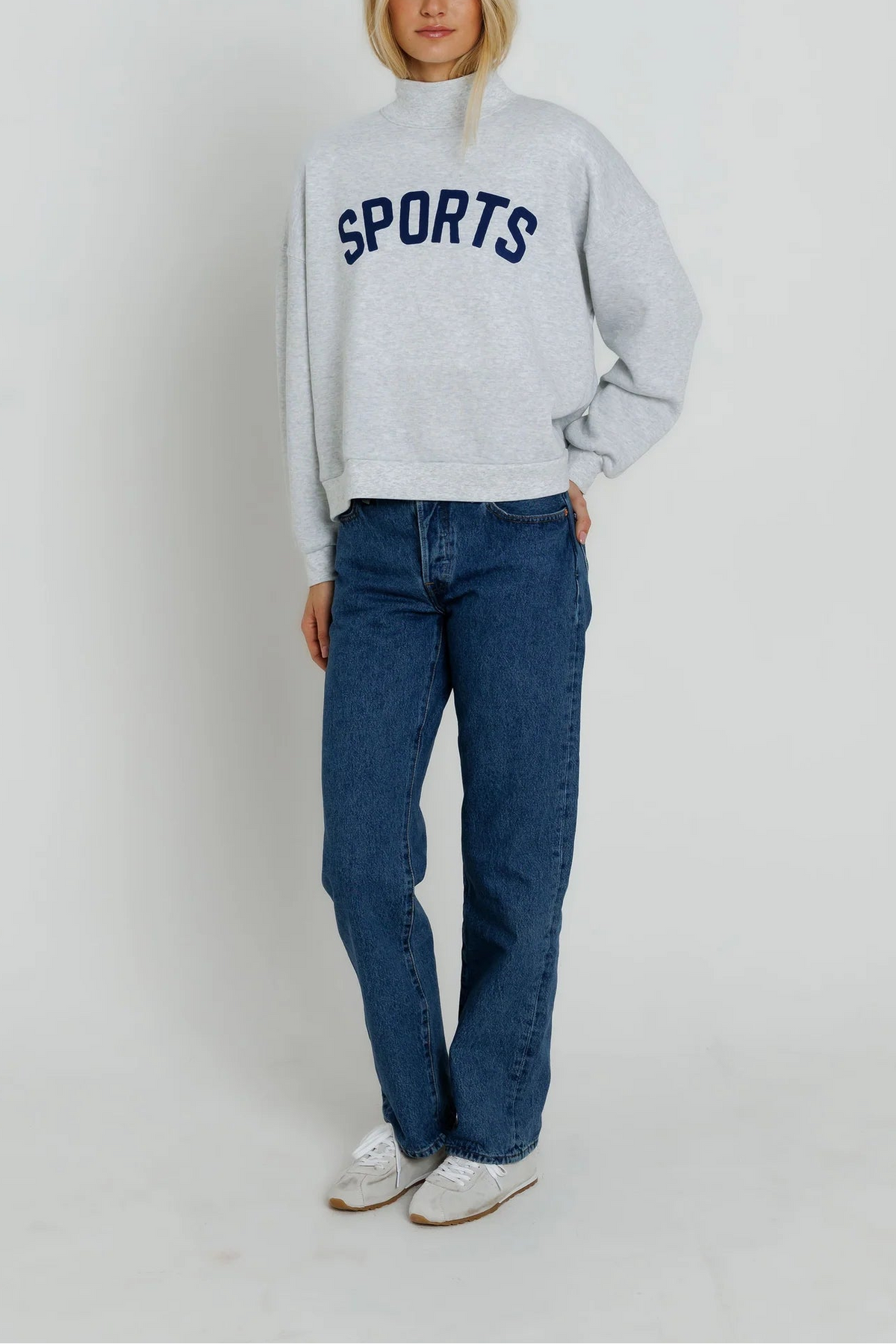 Navy Sports Mock Neck