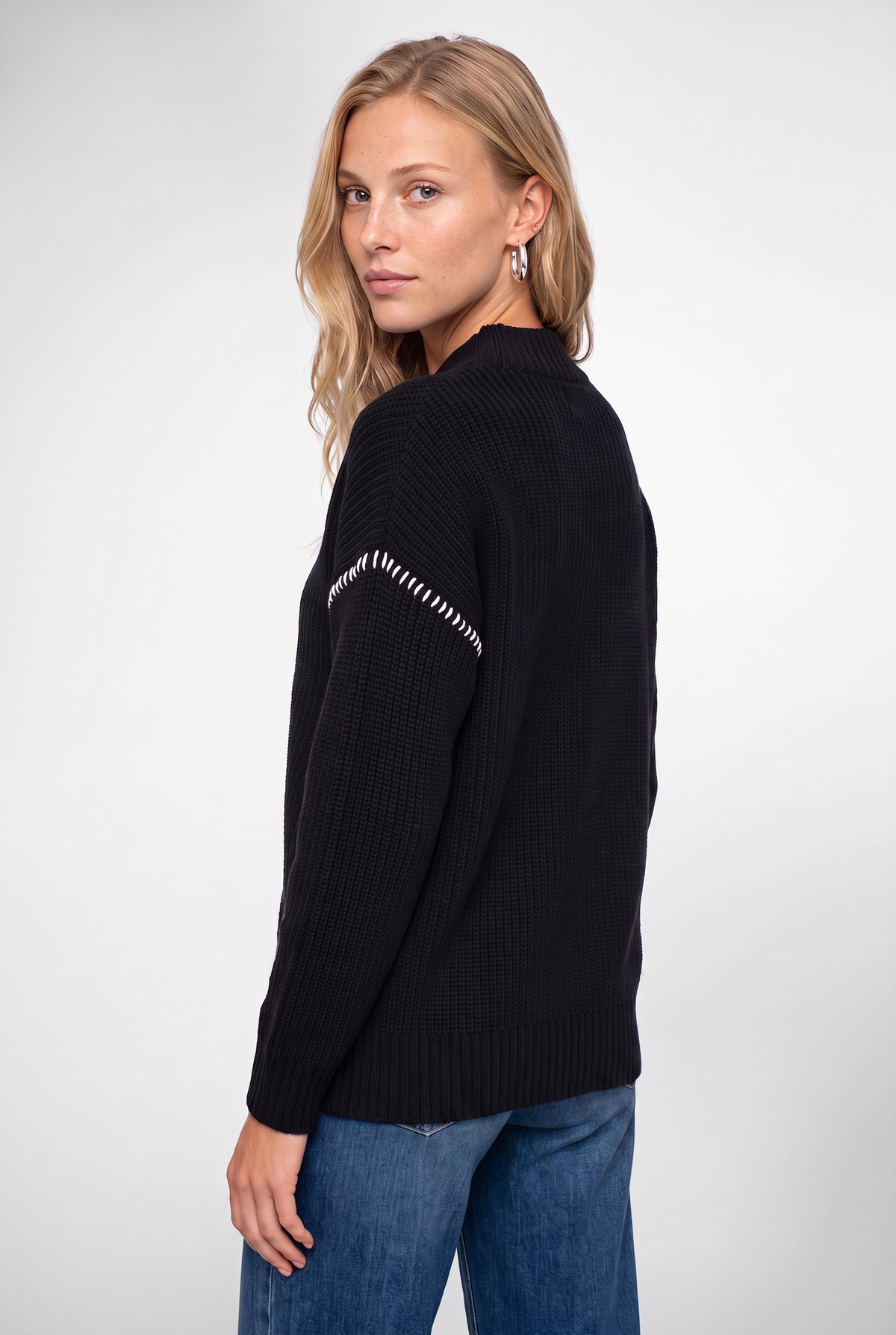 Evie Stitched Half Zip Sweater