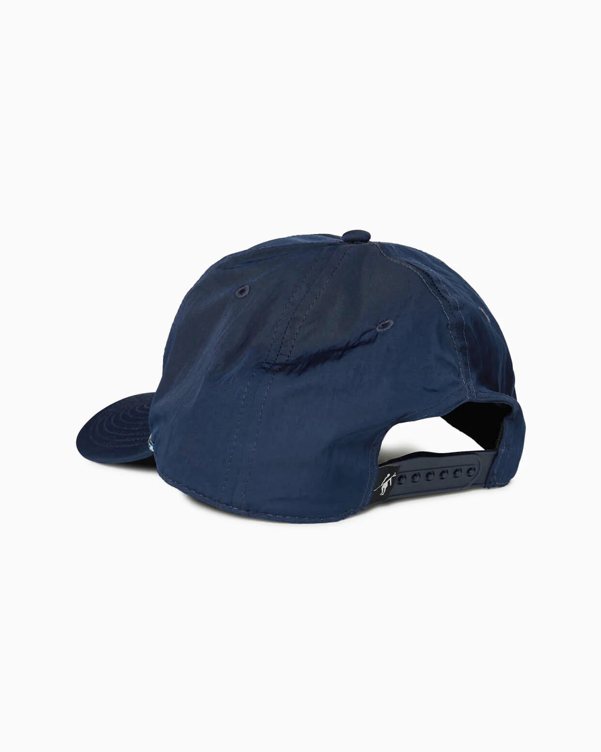 The Captain Cocktail Hat by Toes on the Nose is a navy blue 5-panel hat shown from the back, with an adjustable black snapback strap, snap closures, and visible stitching on the panels and brim.
