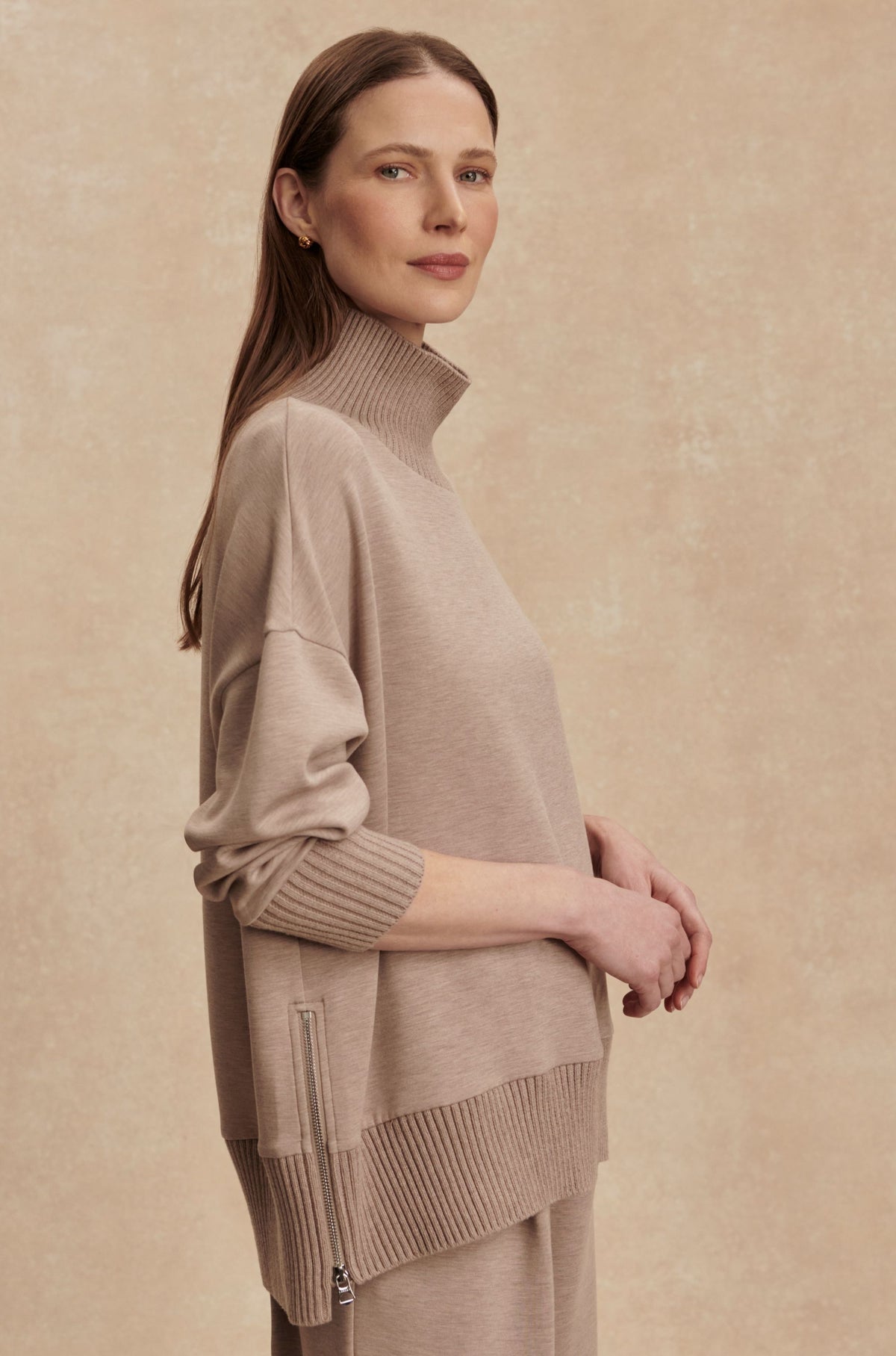 Barker High Neck Sweater In Taupe