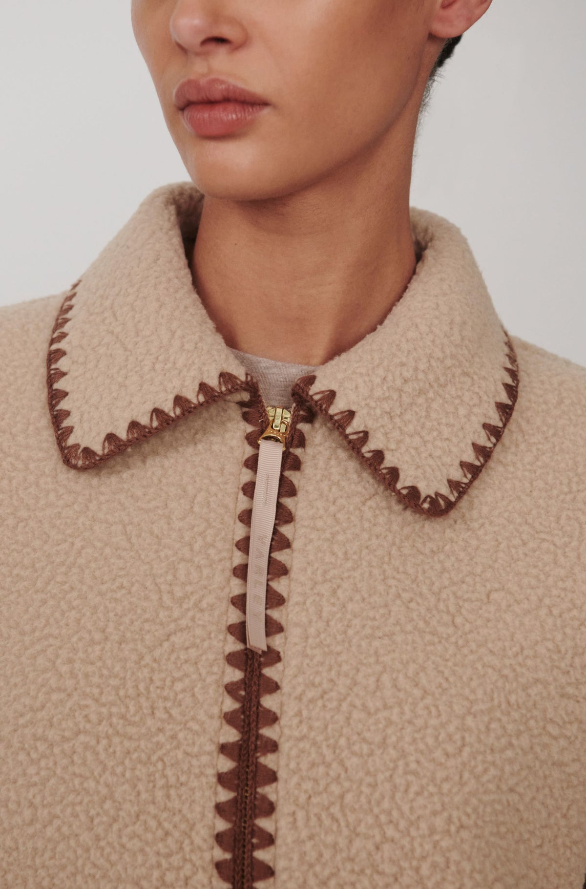 Ruiko Zip Through Fleece In Light Taupe