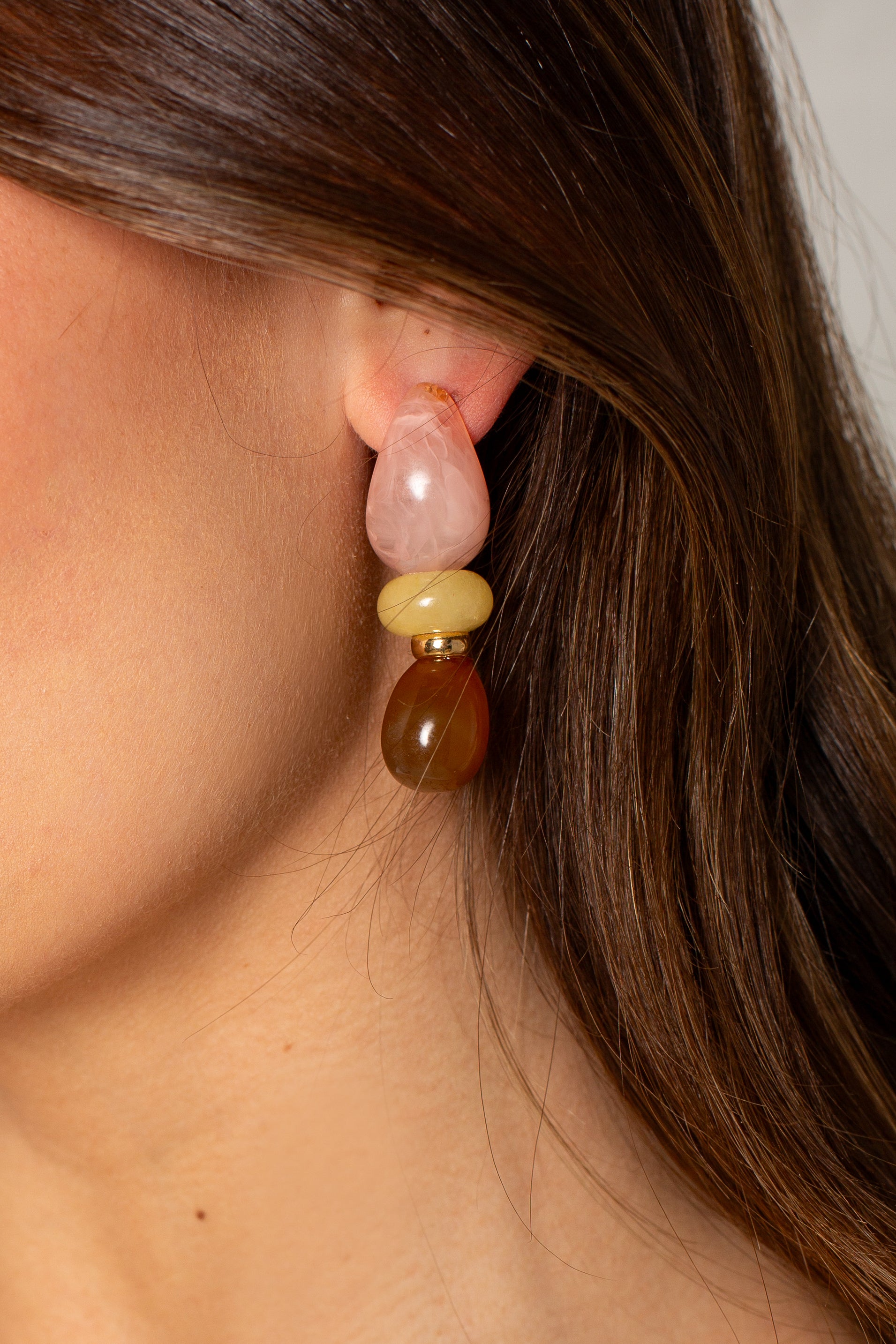 3 Bead Post Acetate Drop Earring