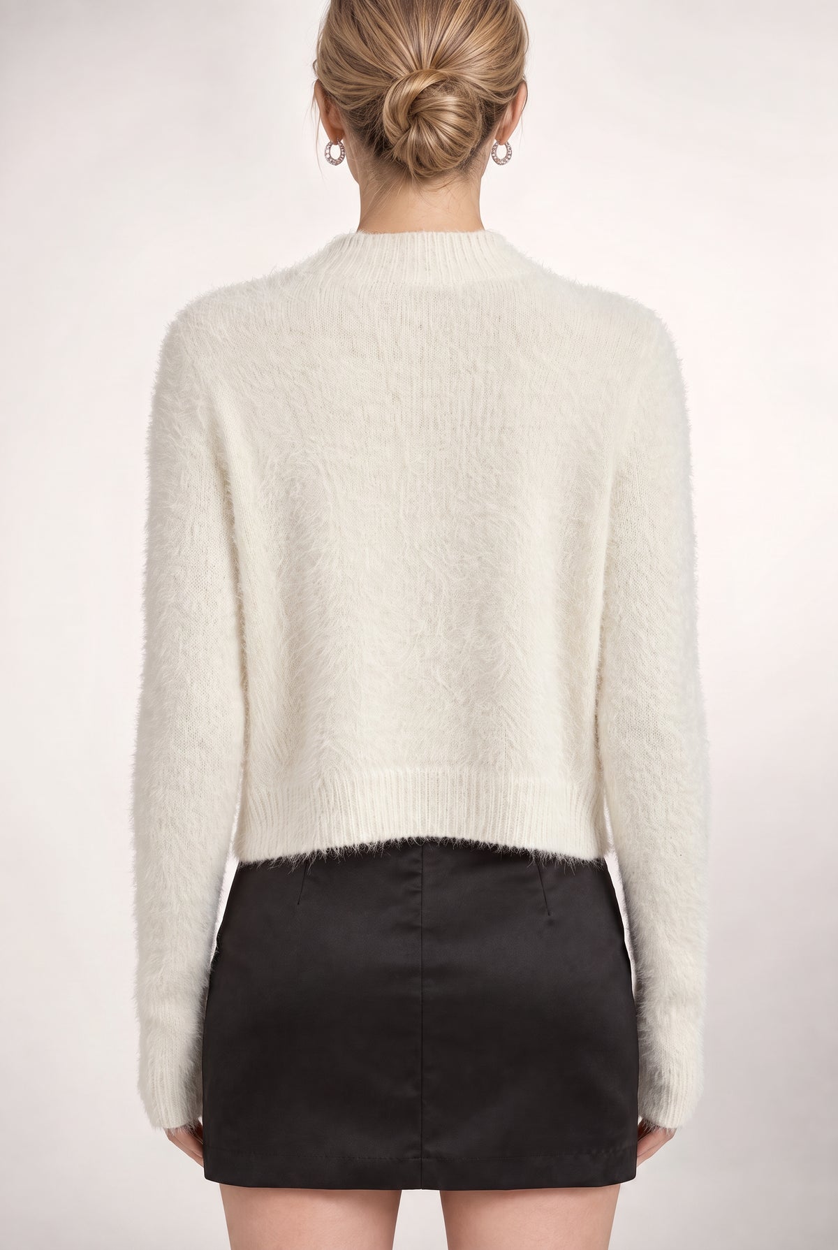 Elle Eyelash Cardigan In Ivory