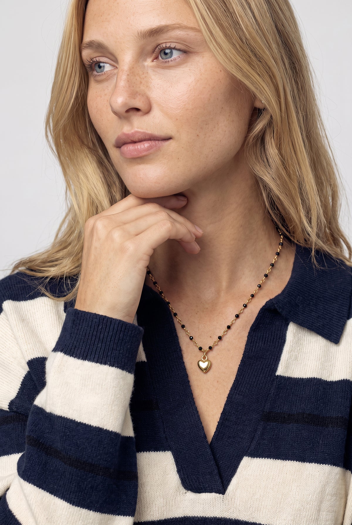Fallon Striped Polo Sweater In Navy Combo