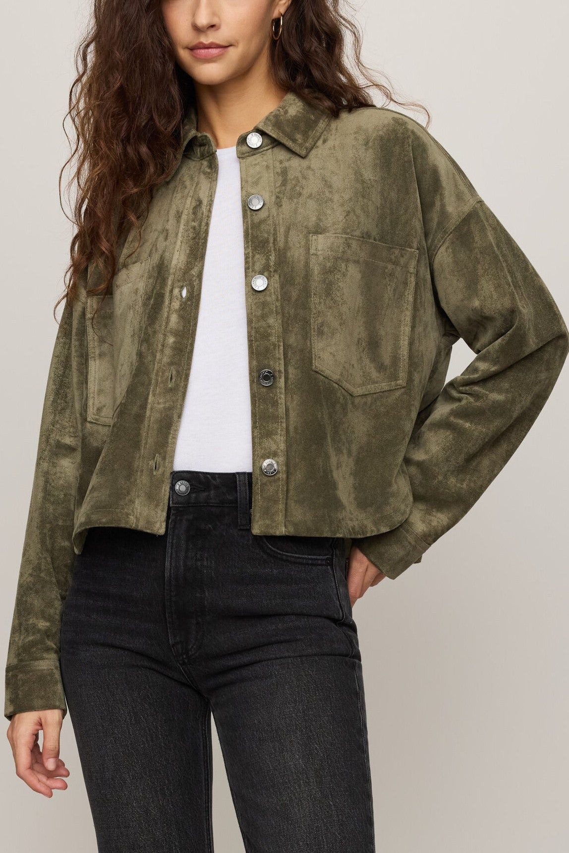 All Day Cropped Suede Jacket In Monstera