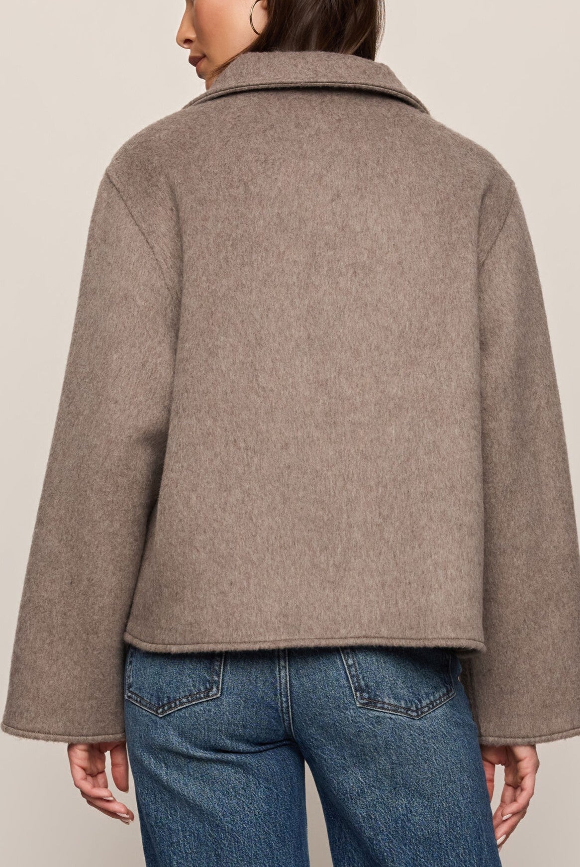 Mynka Funnel Neck Coat In Smoked Heather