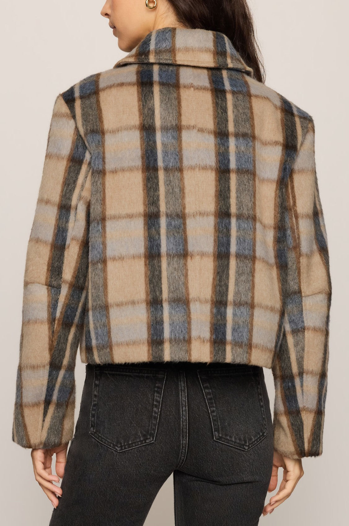Petra Plaid Shrunken Jacket In Light Toffee