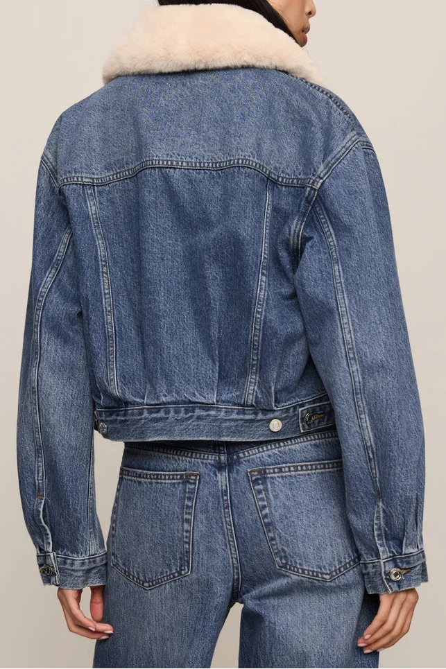 The Daily Denim Fur Jacket In Hush