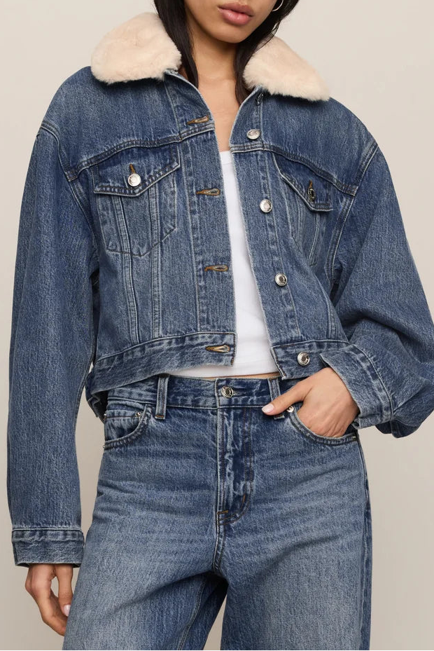 The Daily Denim Fur Jacket In Hush