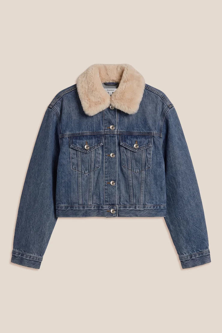 The Daily Denim Fur Jacket In Hush