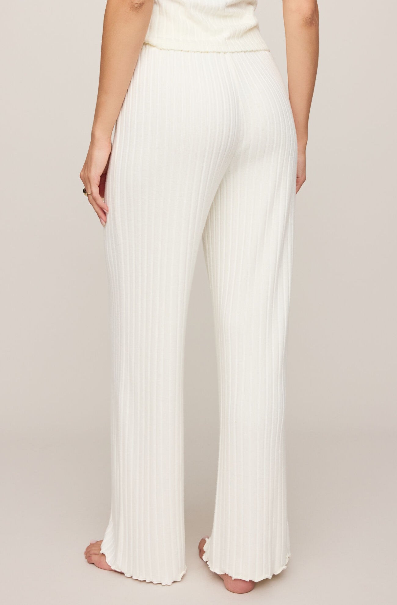 Dawn Smocked Rib Pant in Bone