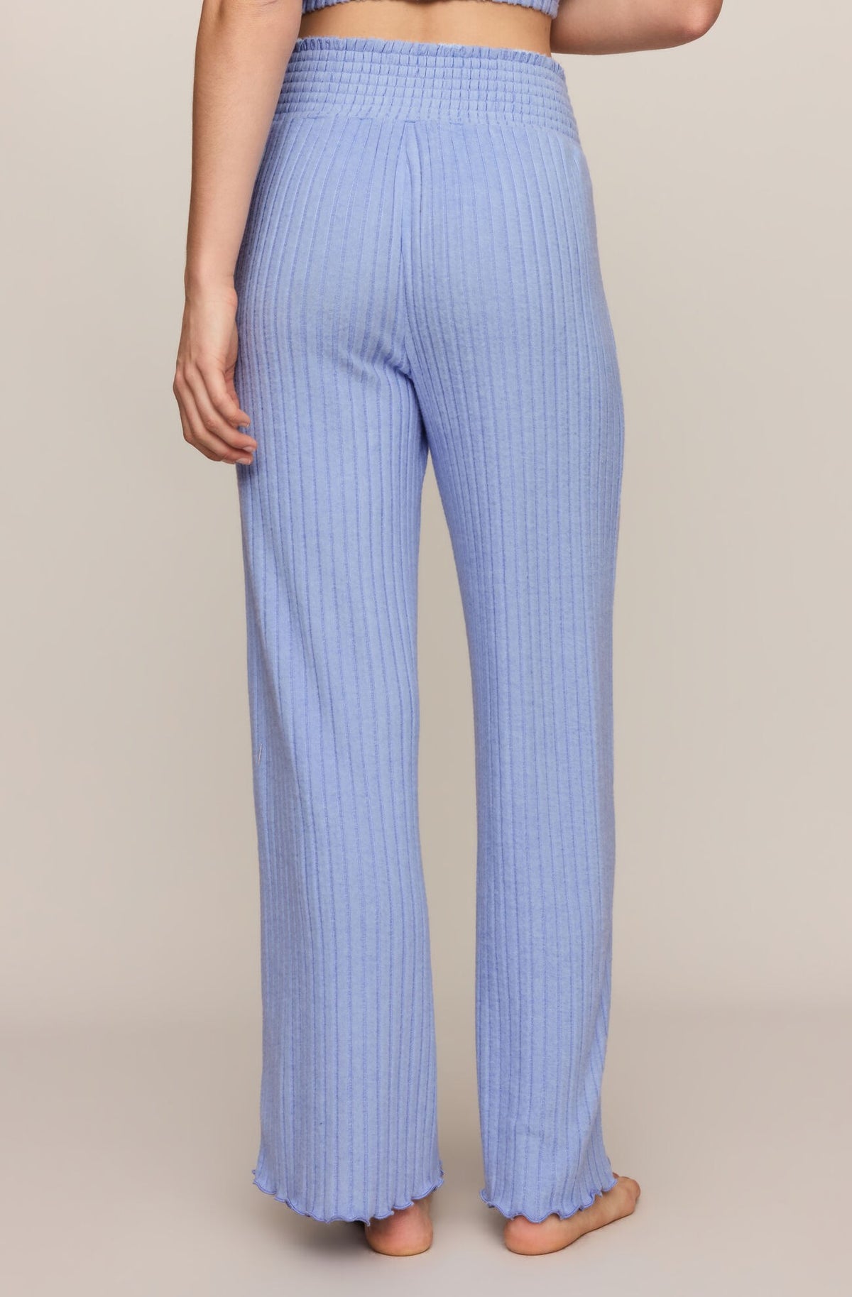 Dawn Smocked Rib Pant In Crystal Blue