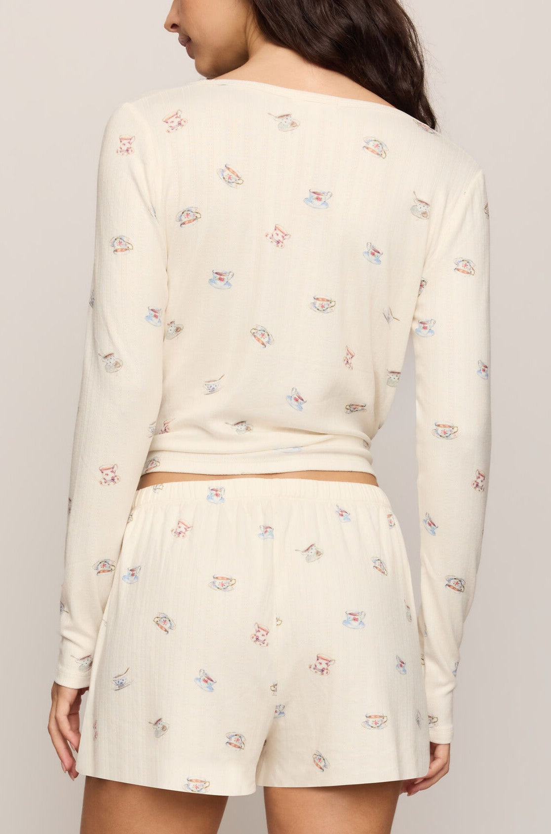 Tea Time Long Sleeve Top In Vanilla Ice