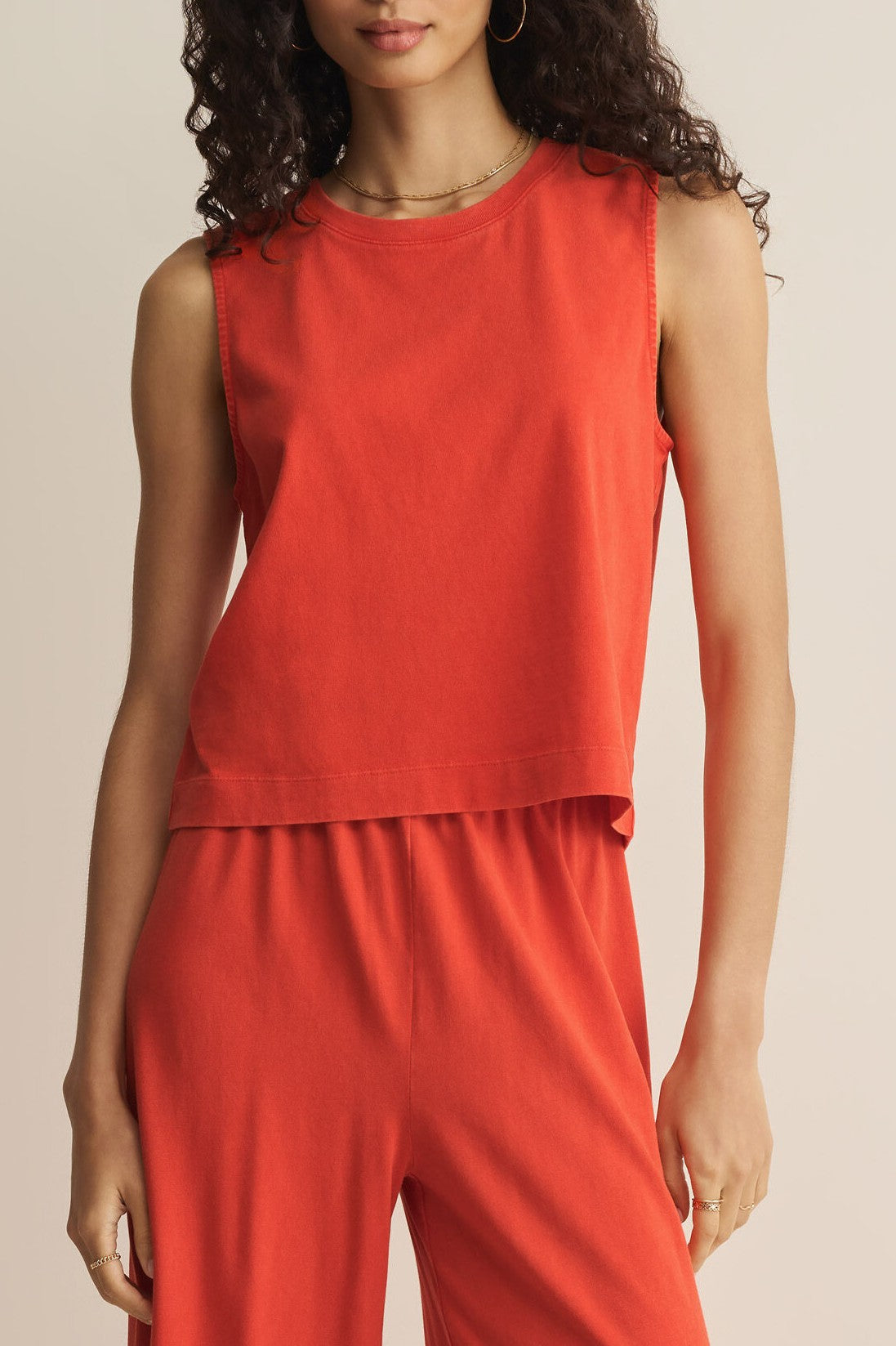 Sloane Jersey Muscle Tank In Lychee