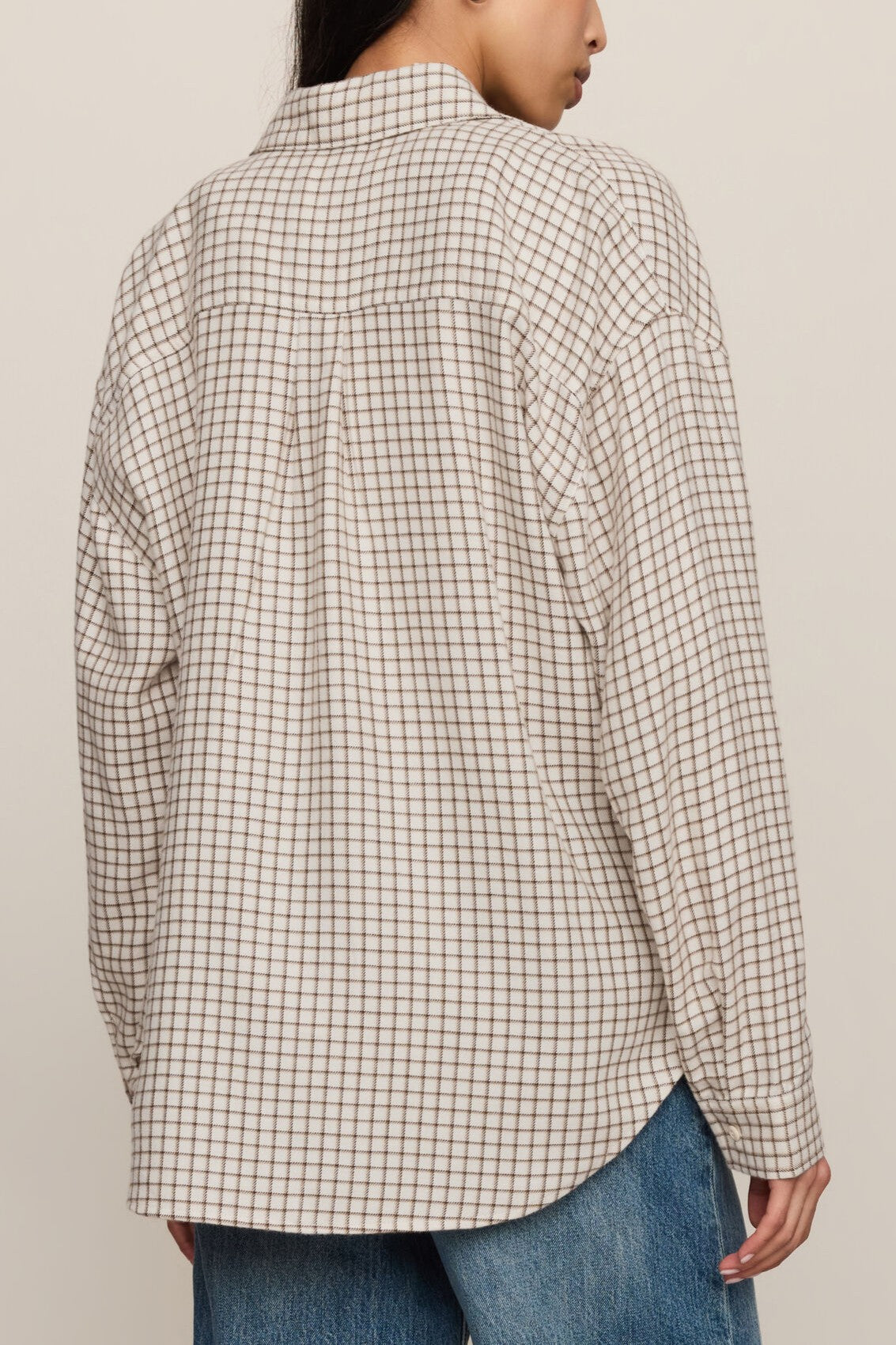 River Plaid Button Up In Frosted Pearl