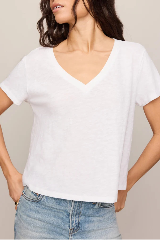 Nomad V Neck Tee In White