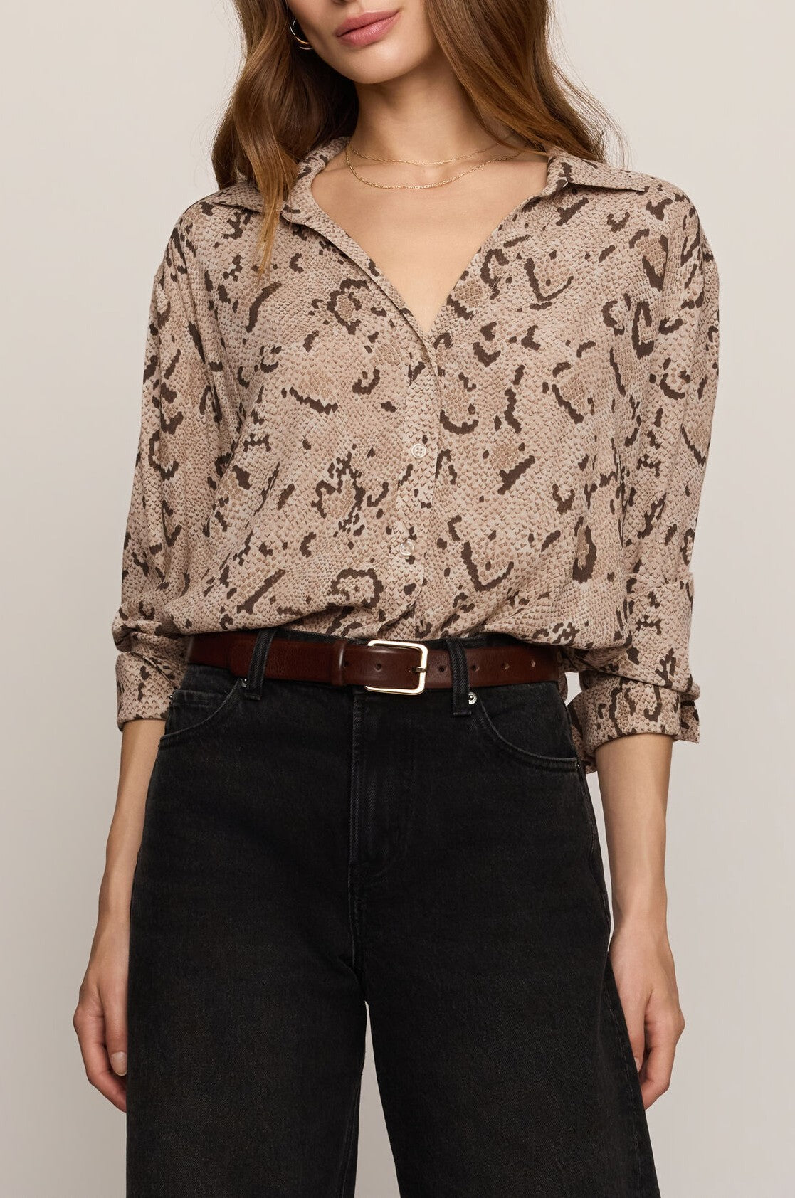 Golden Haven Snake Button Up