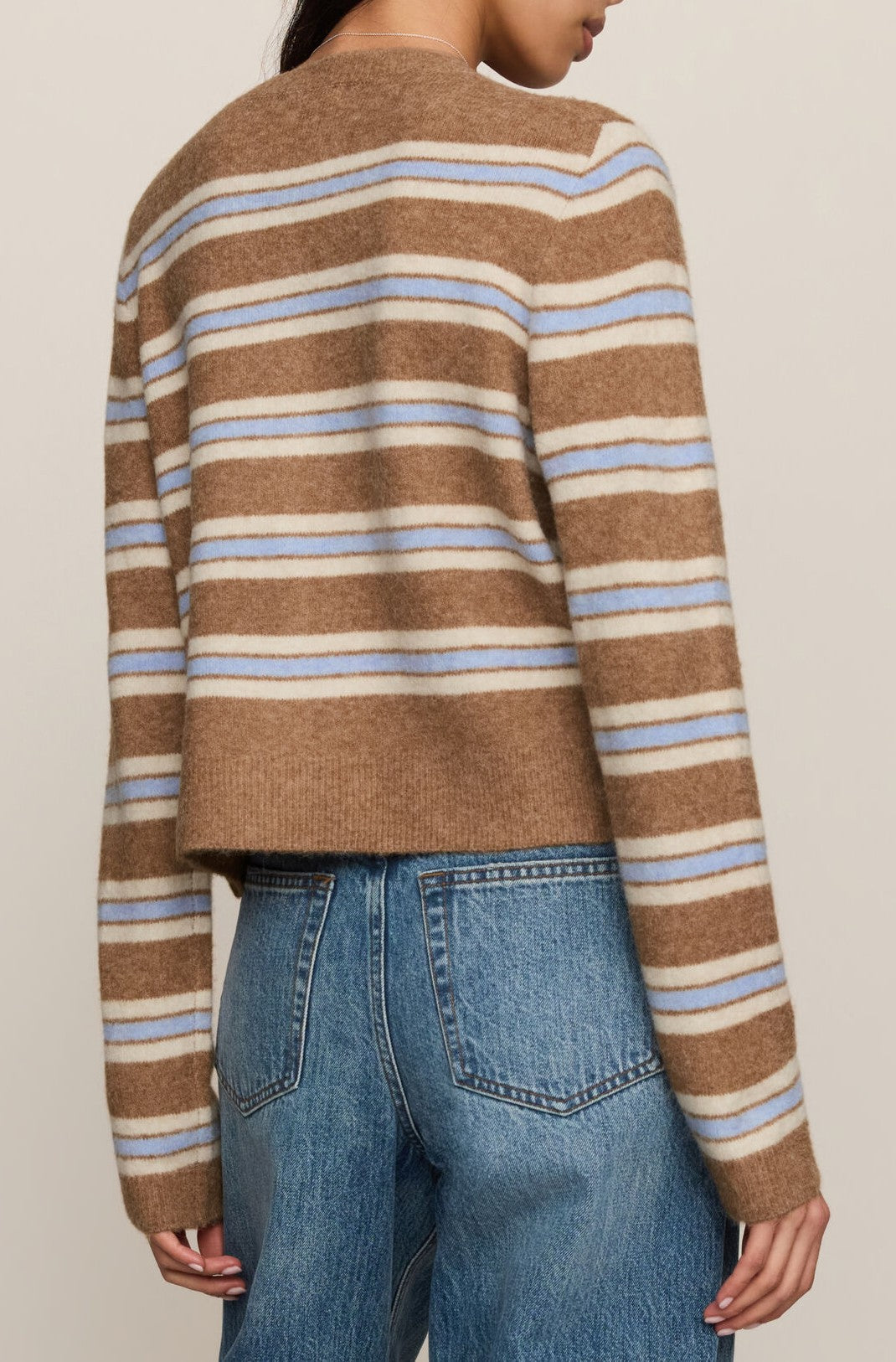 Medina Stripe Cardigan In Golden Caramel