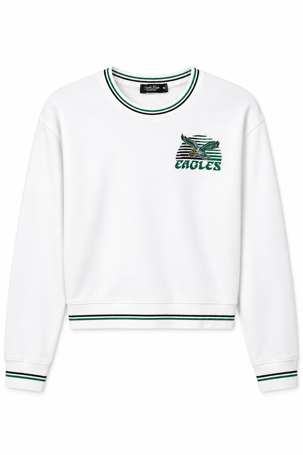 Eagles Cropped Stripe Ribbed Fleece